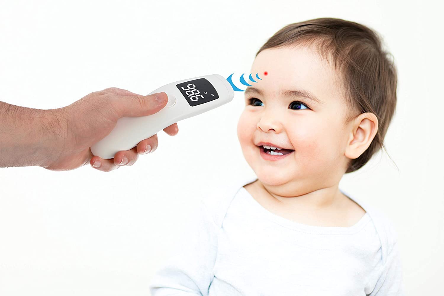 Dr. Talbot's Easy Handle Non-Contact Infrared Thermometer with Led Screen, Fever Warning Indicator, Accurate 1 S Reading for Baby, Kids, & Adults, White - Image 4