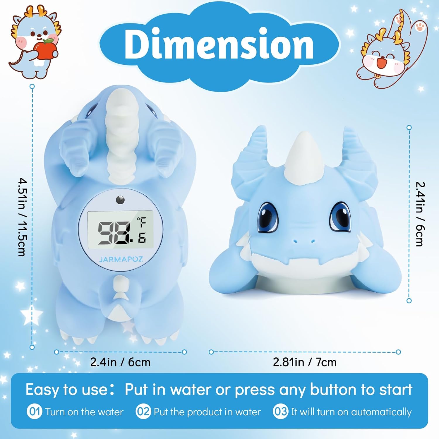 Alternative view of Baby Bath Thermometer – Floating Bathtub Thermometer for Newborn – Accurate Water Temperature Sensor in Fahrenheit & Celsius – Safe Bath Toy for Infants