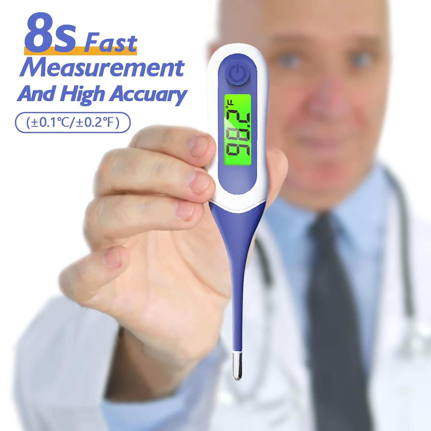 Alternative view of 8s Fast Reading Oral Thermometer for Kids and Adults, Baby Digital Thermometer with 3 Color Backlit and Fever Alarm Medical FDA Basal Thermometer for Oral, Rectal, Underarm