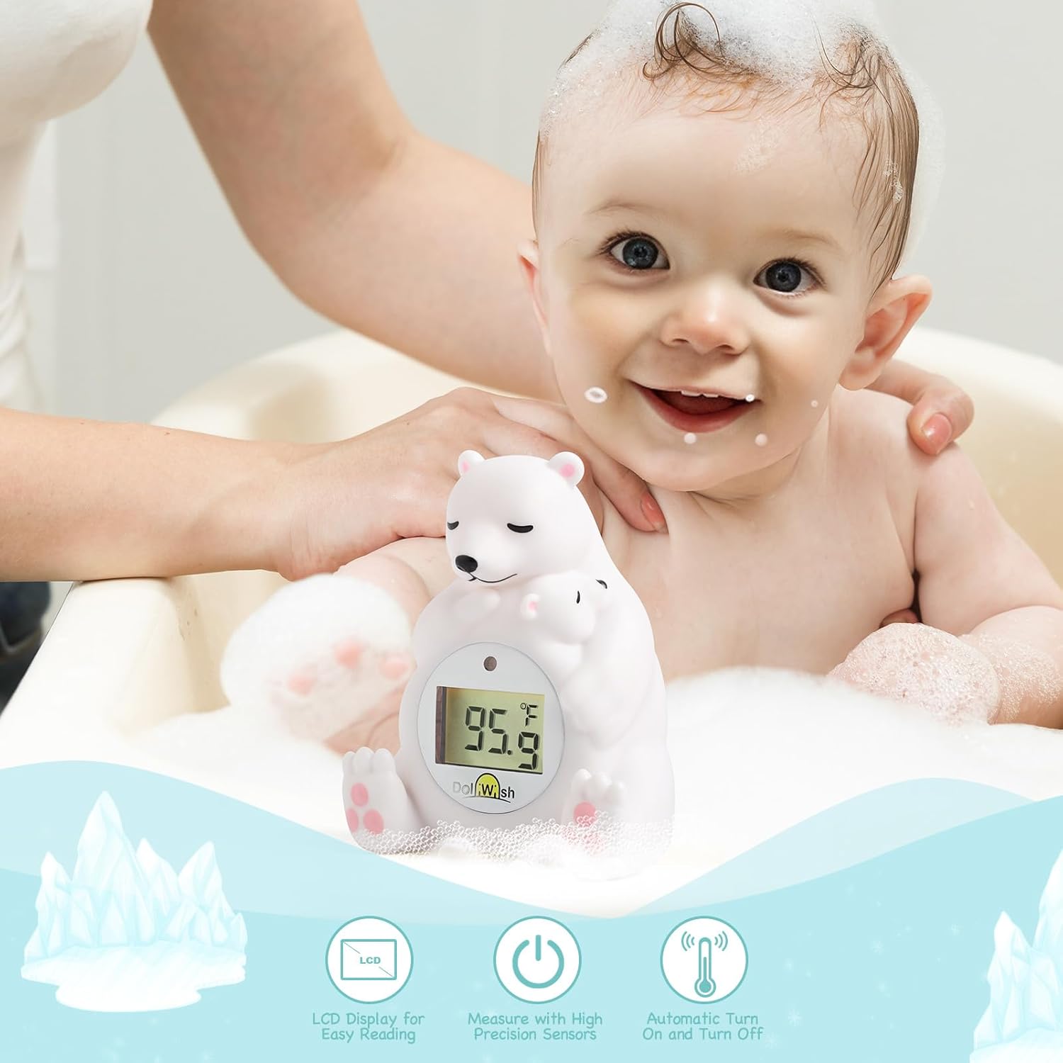 Alternative view of Baby Bath Thermometer for Infants,Cute Polar Bear Digital Bath Thermometer for Baby,Room&Water Temperature Toy