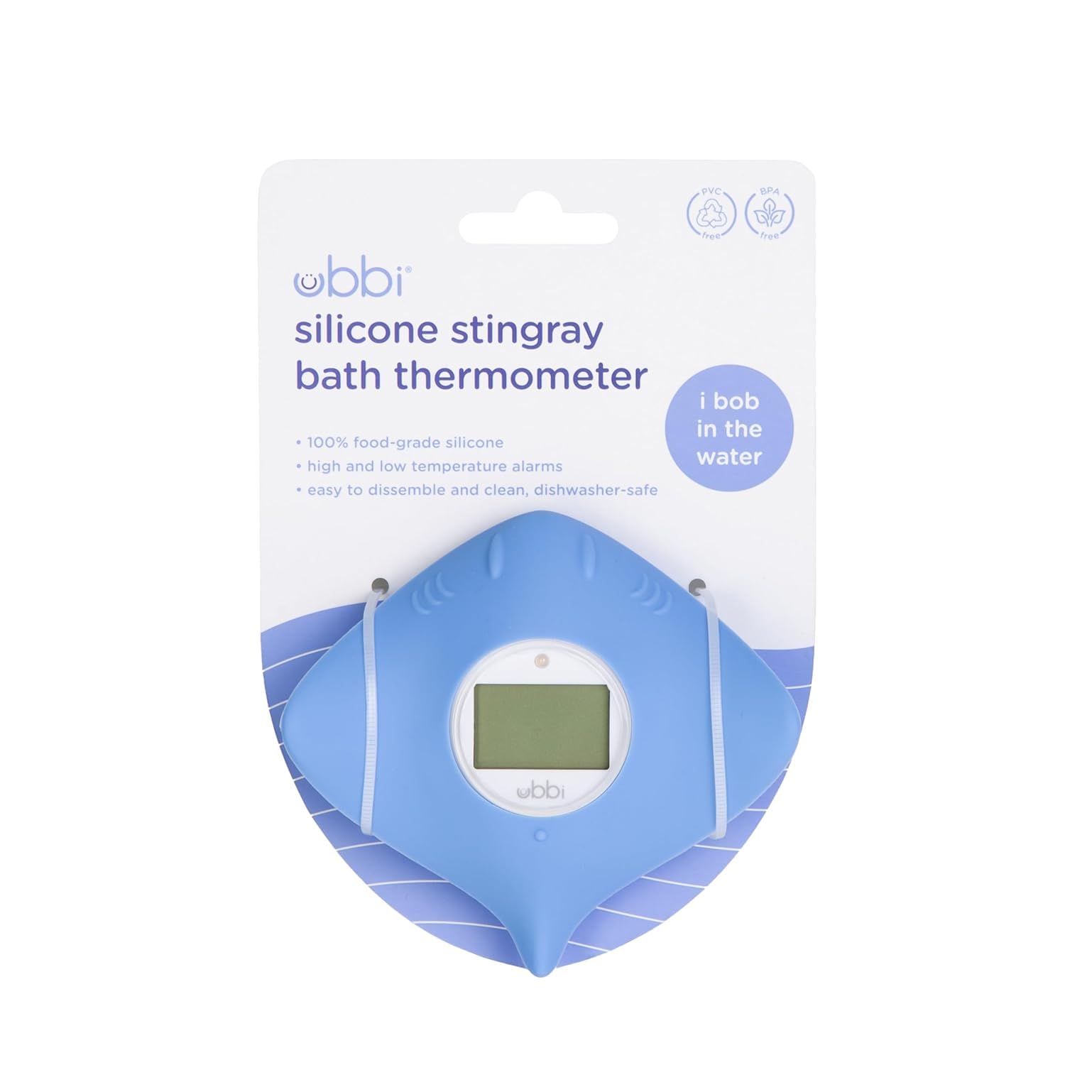 Ubbi Stingray Baby Bath Thermometer for Newborns and Infants, Accurate and Instant High and Low Digital Reads, Floating Silicone Safety Thermometer, Newborn Registry Must Haves, Blue - Image 8