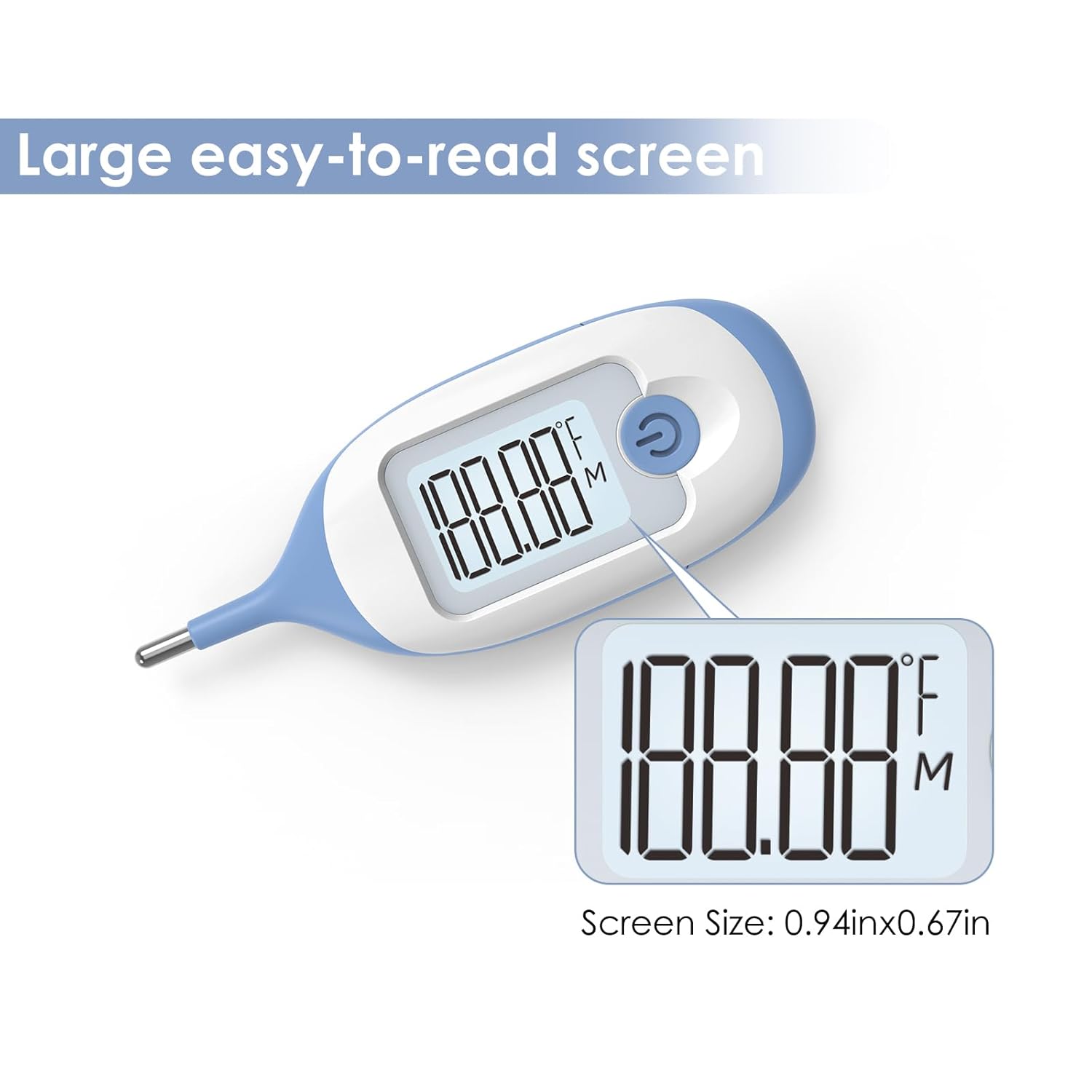Alternative view of Digital Rectal Thermometer for Baby, Infant Thermometer, with 30 Probe Covers, Quick Read, Large Clear Display