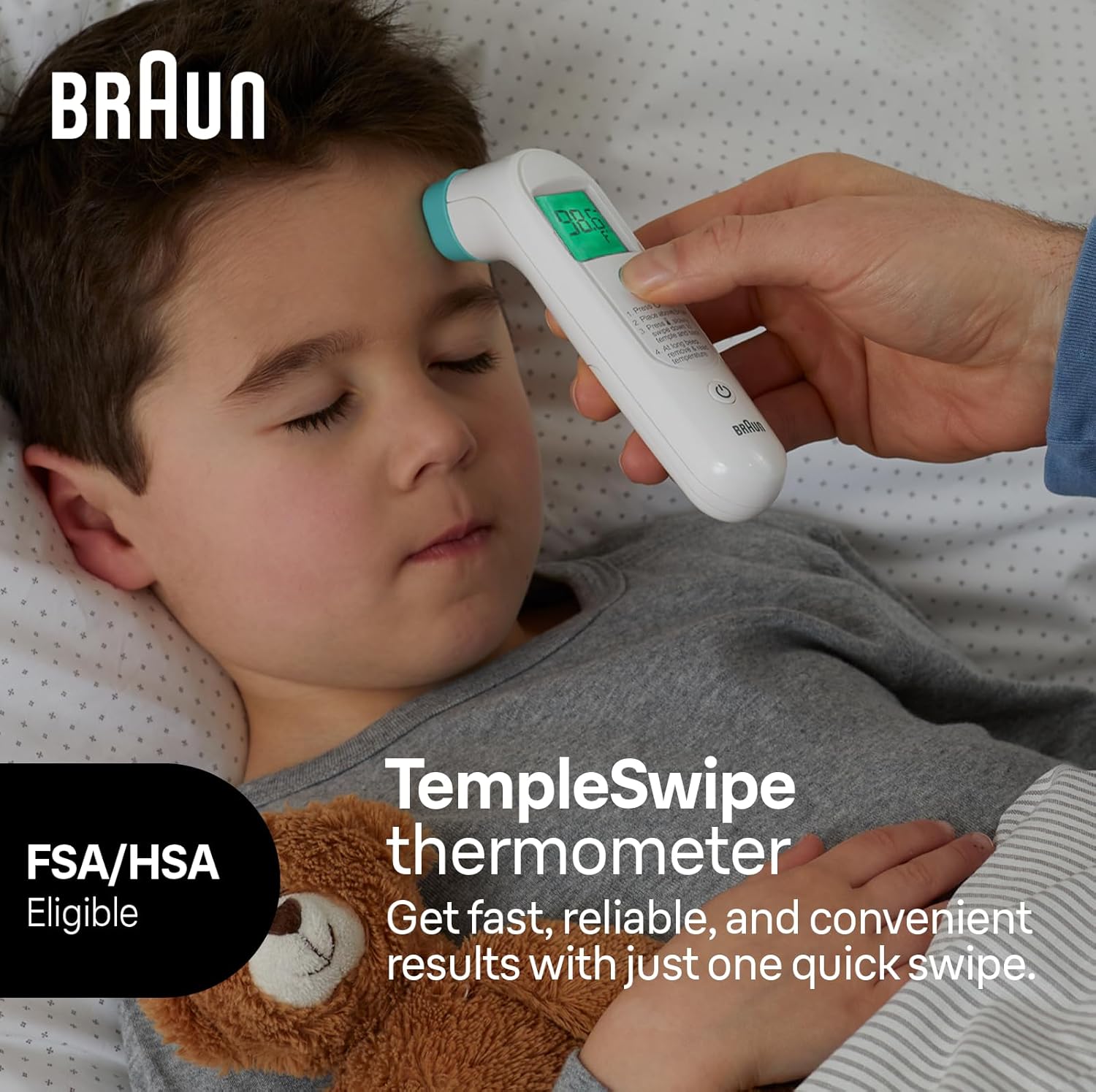 Braun TempleSwipe Digital Thermometer with Color Coded Temperature Guidance - Adults, Babies, Toddlers & Kids