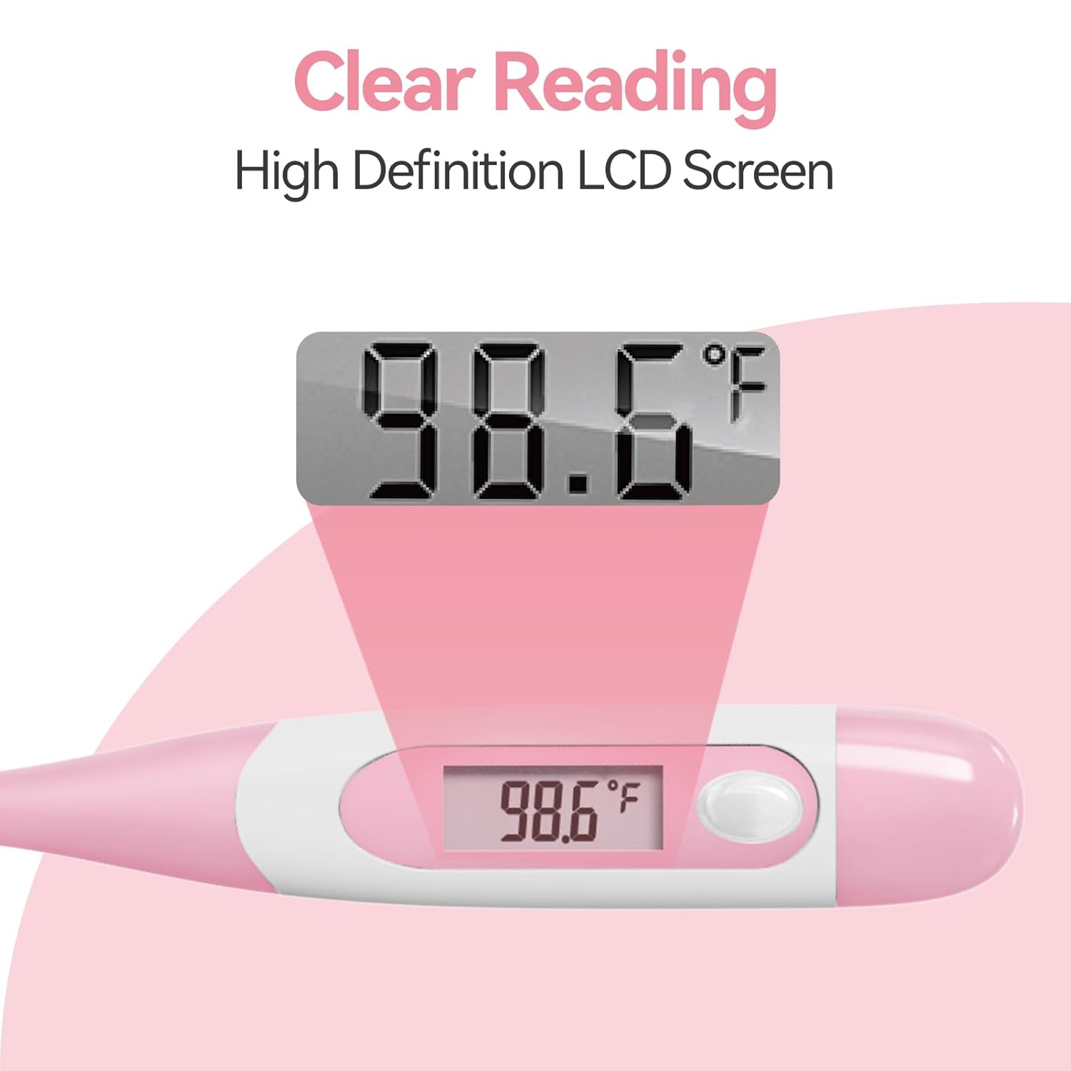 Snomd Clinical Digital Thermometer for Adults and Babies, Oral Armpit and Rectal Temperature Thermometer for Fever with Alarm, Flexible Tip