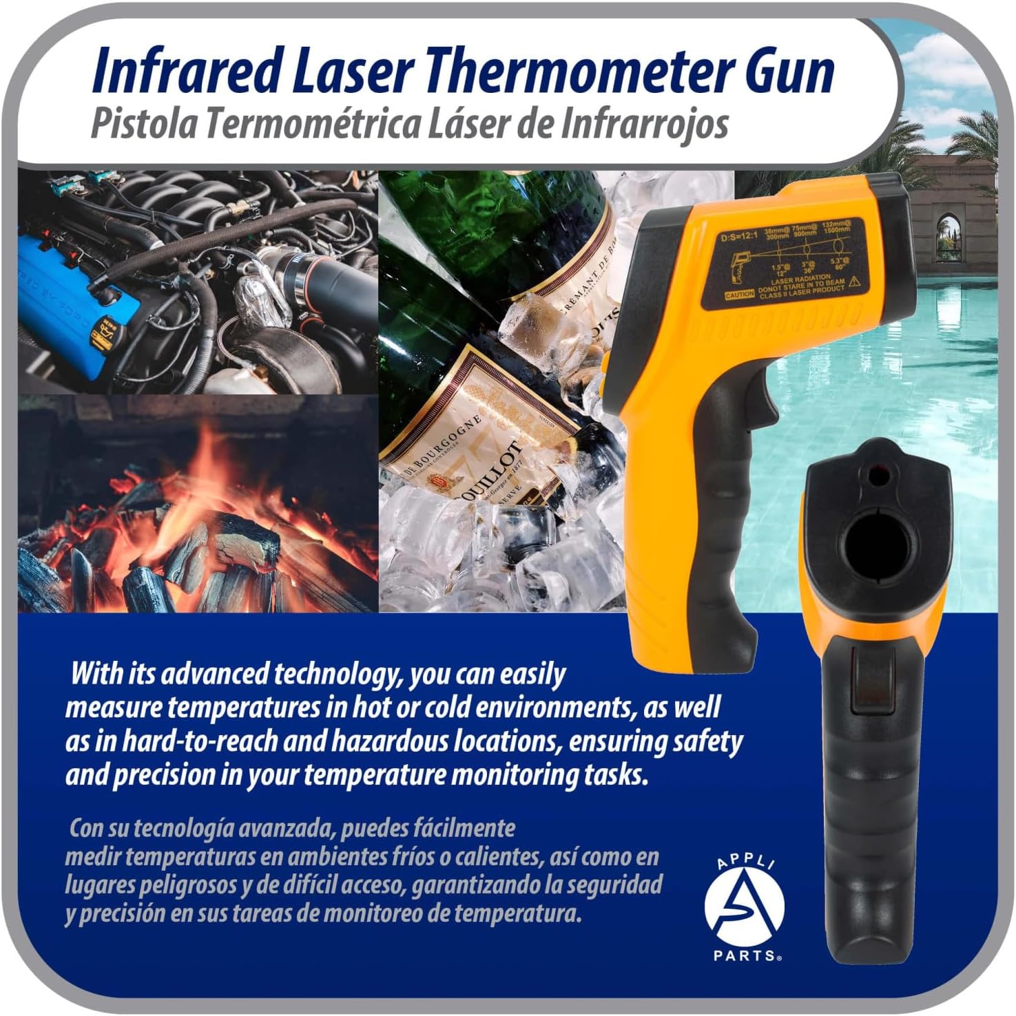 Alternative view of Appli Parts APTT-DLD Infrared Thermometer Gun: Versatile Laser Temperature Measurement Tool for Cooking, HVAC, Engine Diagnostics and More -58 F to 1022 F or Celsius Scale