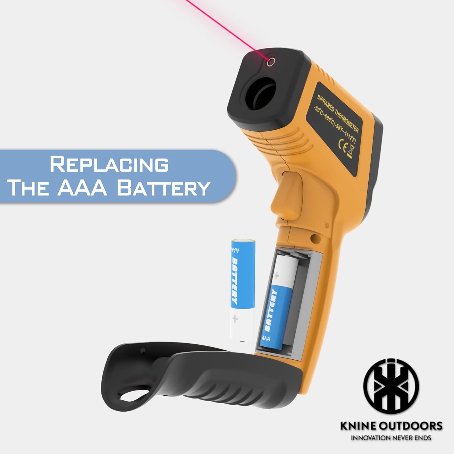 KNINE OUTDOORS Infrared Thermometer Laser Temperature Gun, -58℉ to 1112℉, Single Laser Targeting, Distance to Spot Ratio 12:1, for Cooking, Oven and Meat (Orange) - Image 4