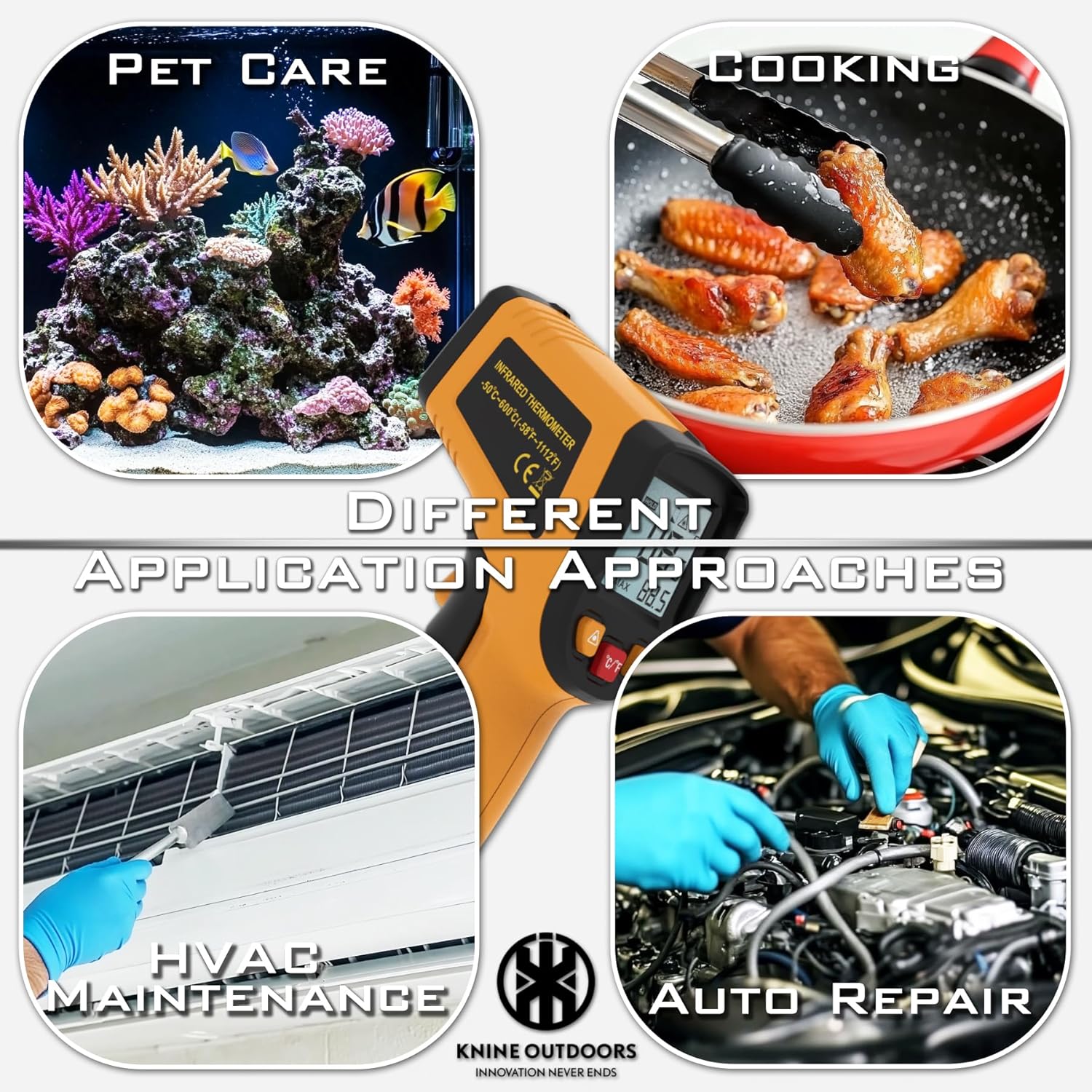 KNINE OUTDOORS Infrared Thermometer Laser Temperature Gun, -58℉ to 1112℉, Single Laser Targeting, Distance to Spot Ratio 12:1, for Cooking, Oven and Meat (Orange) - Image 5