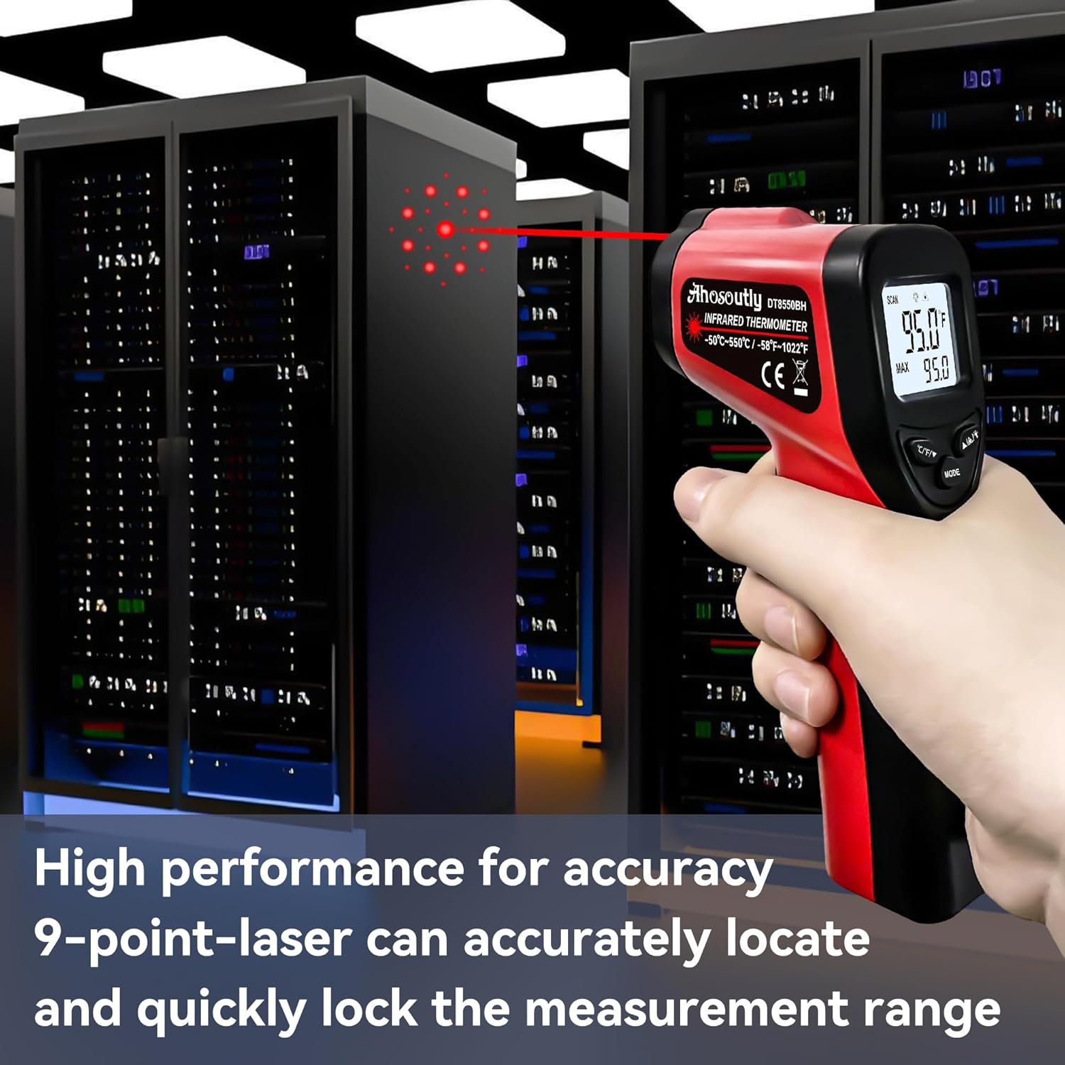 Infrared Thermometer Temperature Gun (NOT for Humans) -58℉~1022℉ (-50℃～550℃) 9-Point Laser Non-Contact Instant-Read Digital Laser Infrared Ir Thermometer with Backlight