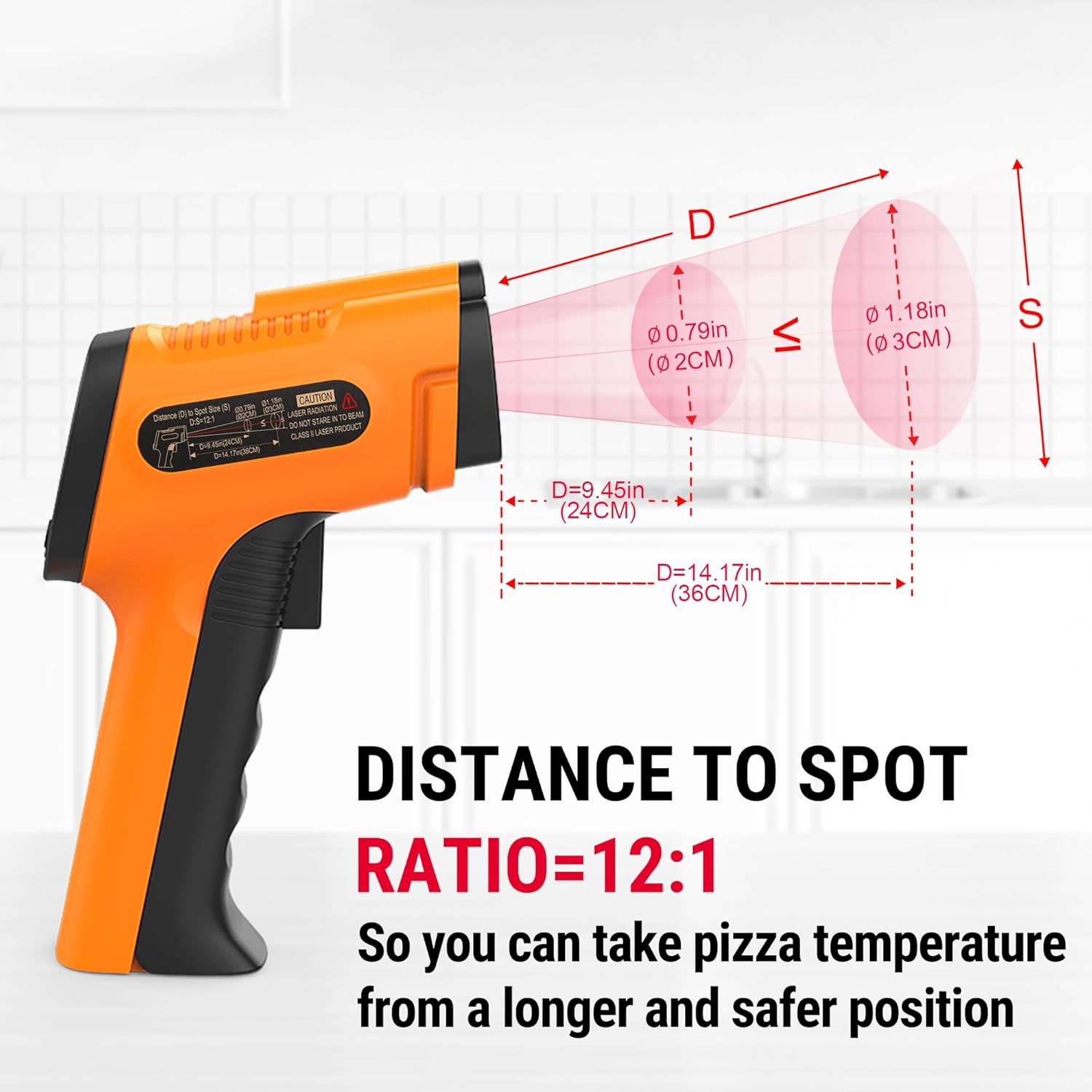 ThermoPro Temperature Gun, Infrared Thermometer Gun with Laser Pointer, Meat Thermometer Digital with Super Long Probe, Food Thermometer for Cooking, Laser Thermometer Gun -58℉-1022℉ Not for Human