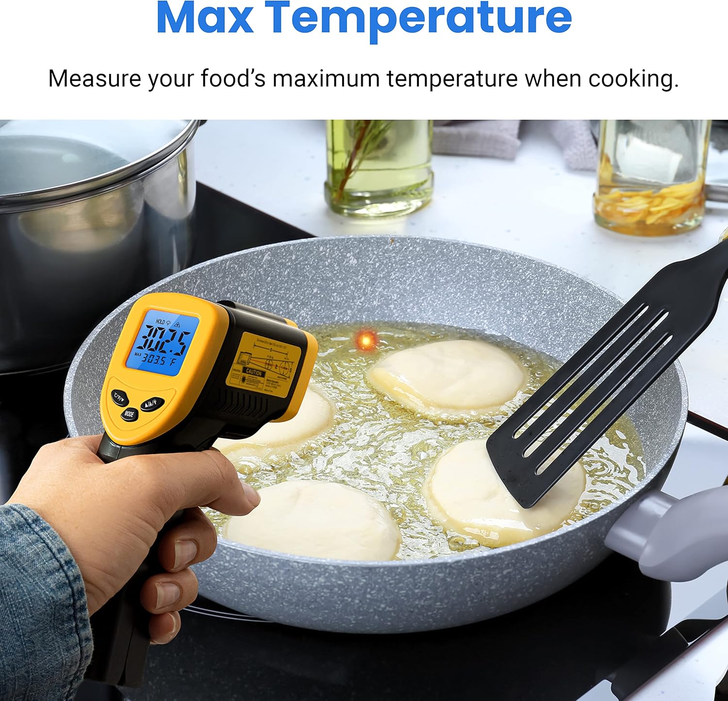 Etekcity Infrared Thermometer Laser Temperature Gun 1080, -58°F~ 1130°F for Meat Food Candy Pizza Oven, Heat Gun for Cooking, Kitchen, Fridge, Reptile, BBQ, HAVC, Adjustable Emissivity & Max Measure - Image 6