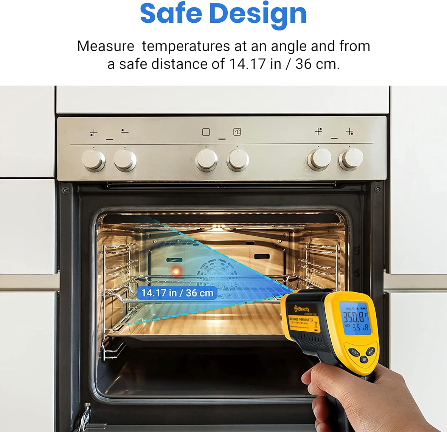 Etekcity Infrared Thermometer Laser Temperature Gun 1080, -58°F~ 1130°F for Meat Food Candy Pizza Oven, Heat Gun for Cooking, Kitchen, Fridge, Reptile, BBQ, HAVC, Adjustable Emissivity & Max Measure - Image 9