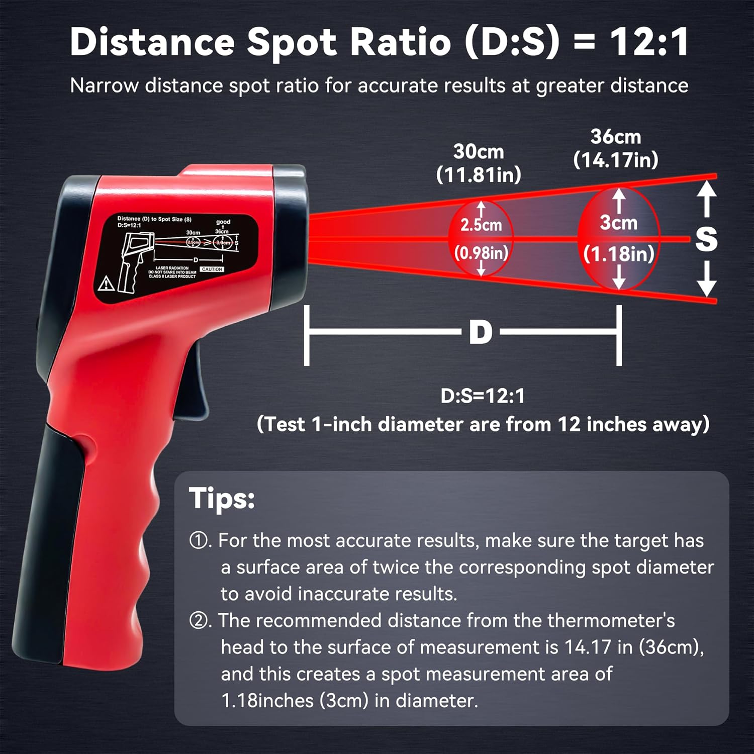 Alternative view of Infrared Thermometer Temperature Gun (NOT for Humans) -58℉~1022℉ (-50℃～550℃) 9-Point Laser Non-Contact Instant-Read Digital Laser Infrared Ir Thermometer with Backlight