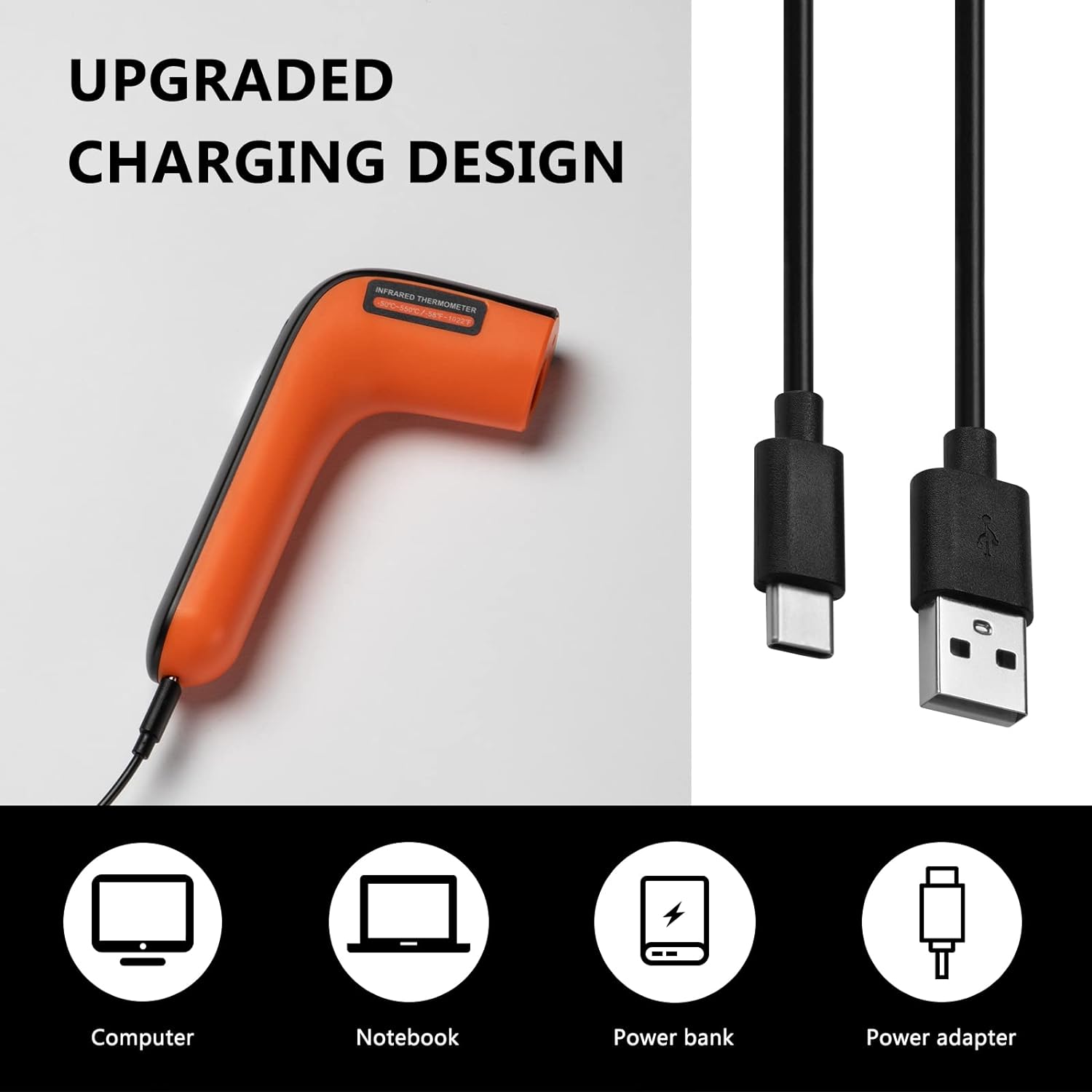 Alternative view of Rechargeable Infrared Thermometer Gun for Cooking -58℉~1022℉| INKBIRD Colorful Display Digital Laser Temperature Gun for Pizza Oven Grill Kitchen Home Repairs with Max Measure, ℉ Only (NOT for Human)