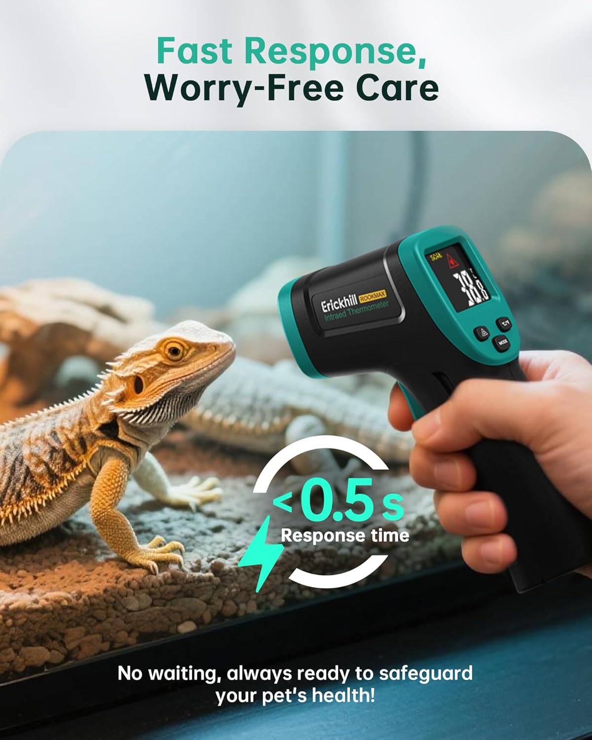 ERICKHILL ROOKMAX Infrared Thermometer Gun, Non-Contact Laser, Adjustable Emissivity, Color LCD, -58°F to 1472°F (-50°C to 800°C), for HVAC, Cooking & BBQ, Automotive, Freezer - Dark Green - Image 3