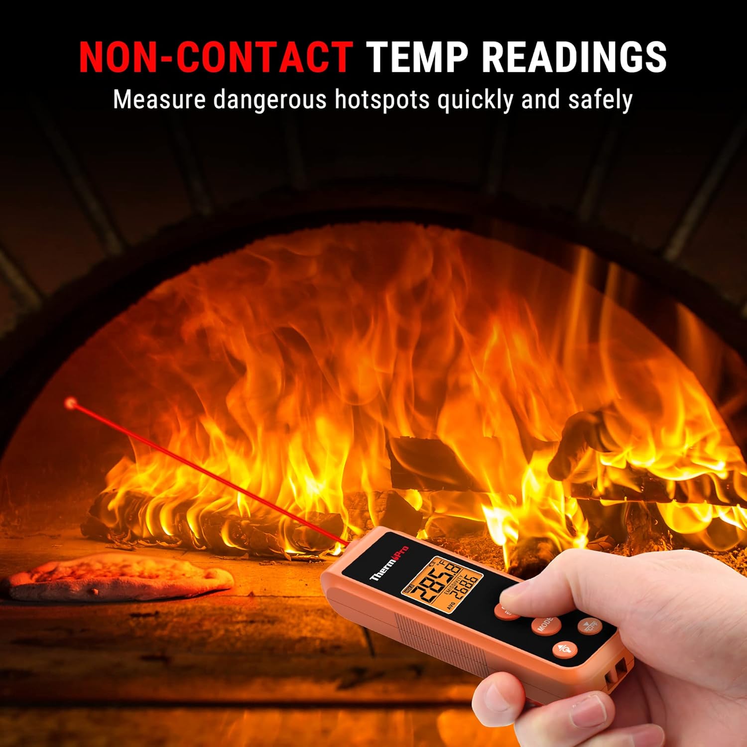 Alternative view of ThermoPro TP410 Infrared Thermometer Gun Non-Contact Laser Thermometer Gun for Cooking, Temperature Gun with Range -58℉~1022℉ for Pizza Oven Accessories, Griddle, Grill, HVAC, Engine (Not for Human)