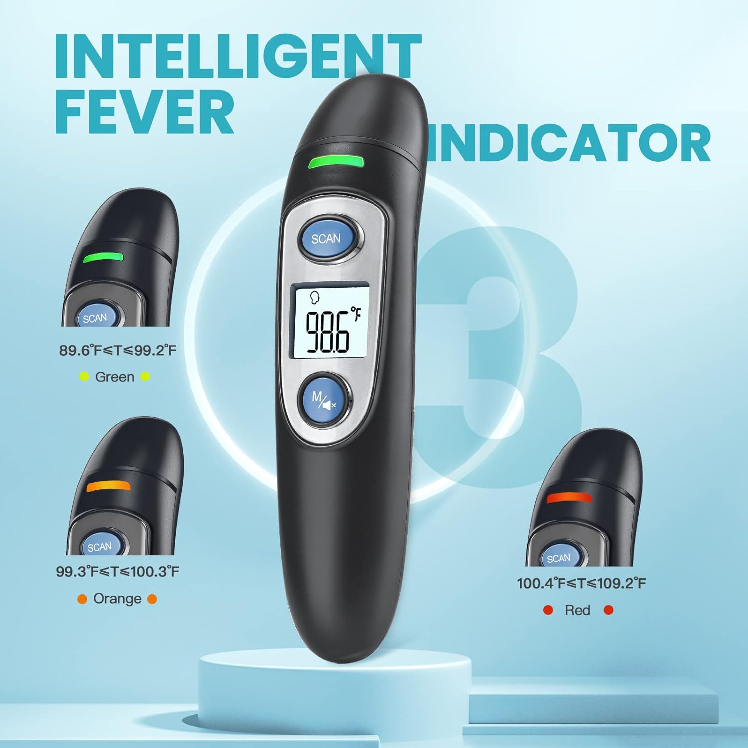 Alternative view of Infrared Thermometer for Adults,Forehead and Ear Thermometer for Fever, Babies, Children, Adults, Indoor and Outdoor Use (Black)