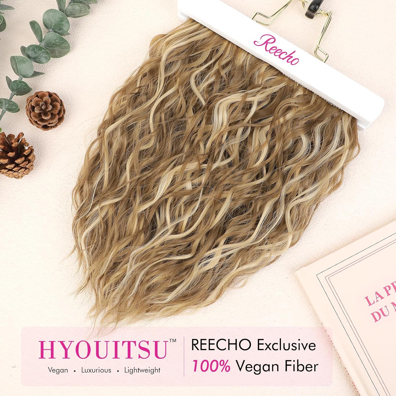 Alternative view of REECHO Clip in Hair Extensions, 4PCS Hair Extensions 12" Short Curly Wavy Blonde hair extensions Invisible Lace Weft Natural Soft Hairpieces for Women u2013 Golden Blonde with Highlights