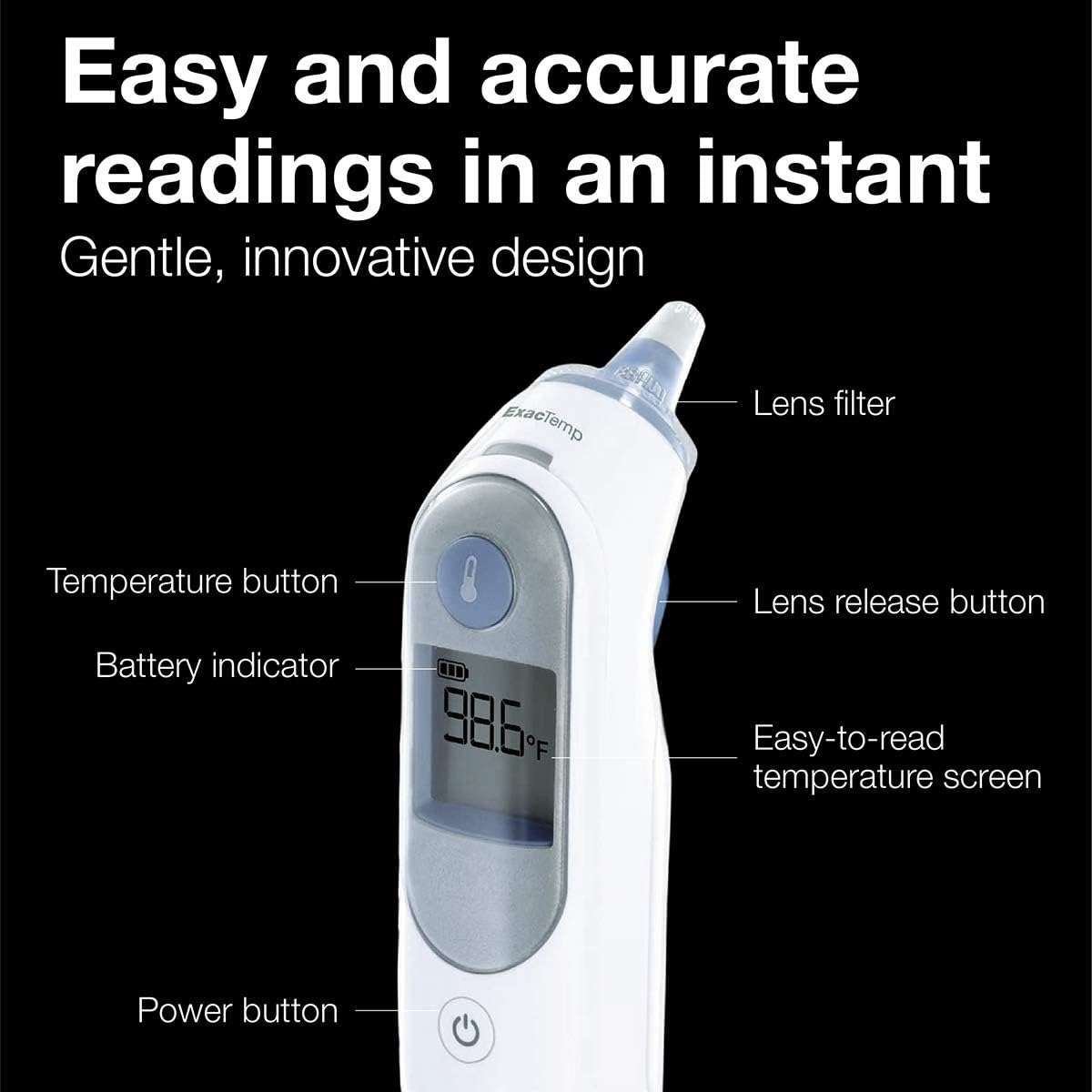 Alternative view of Braun ThermoScan 5 Ear Thermometer - ExacTemp Stability Indicator for Professional Accuracy, Digital Display, Baby and Infant Friendly, No.1 Brand Recommended by Pediatricians