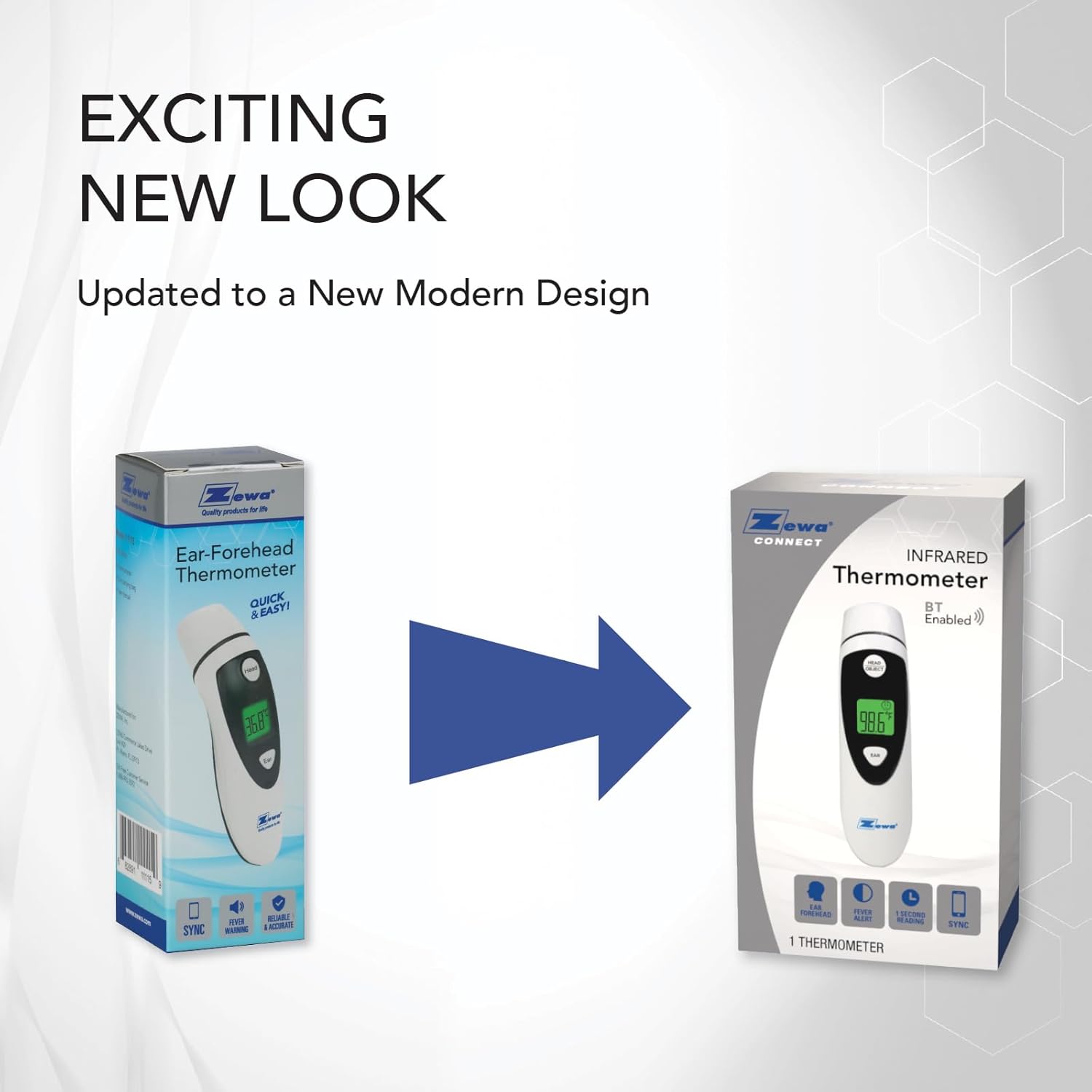 Zewa Infrared Thermometer | Professional Accuracy | Forehead & Ear Non-Touch Measurement | Bluetooth 4.0 | Android & iOS Compatible | Fever Alarm | Free MyHealthConnected App