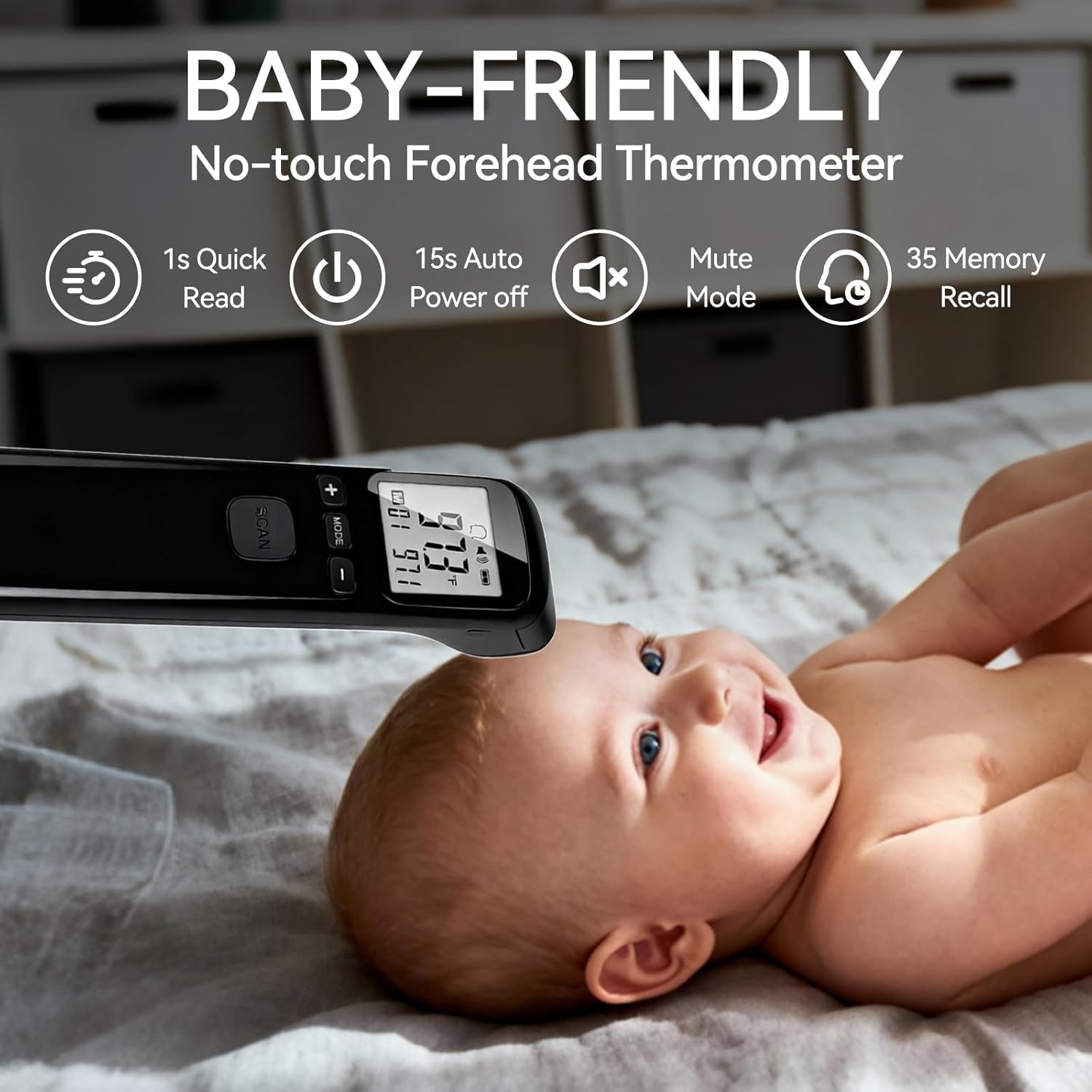 Alternative view of Manhero No Touch Thermometer for Adults, Medical Grade 3-1 Kids Accurate Digital Thermometers Black with Fever Alarm and Infrared Fast Reading Thermometer