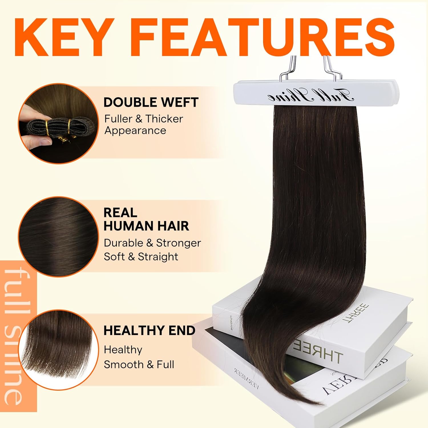 Full Shine Straight Remy Hair Weft Extensions Sew In Weft Hair Extensions Full Head Double Weft Hair Color 2 Darkest Brown Hair Bundles 105 Grams 18 Inch Sew In Extensions Soft