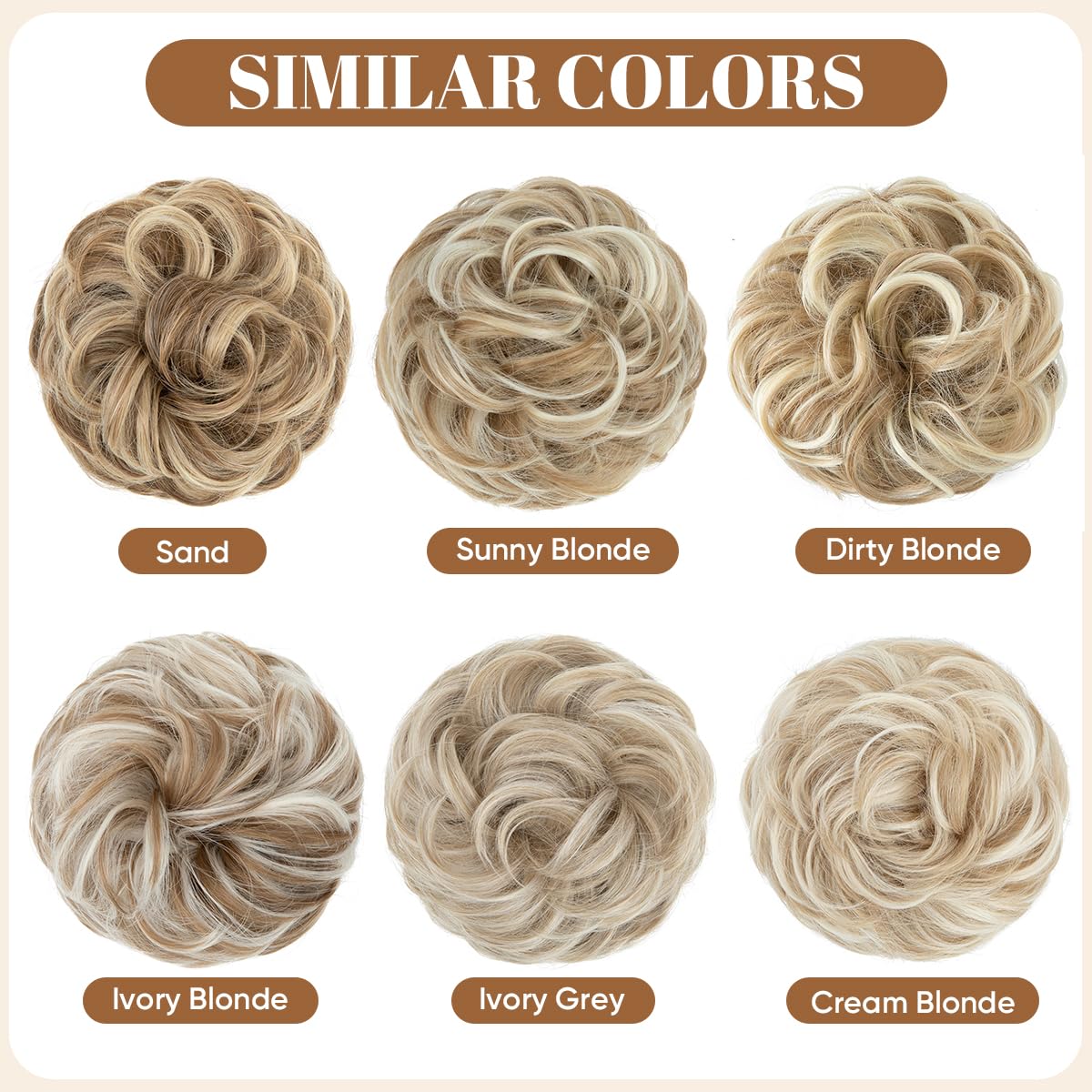 Alternative view of CJL HAIR Large Messy Bun Hair Piece Wavy Curly Scrunchies Synthetic Chignon Ponytail Hair Extensions Thick Updo Hairpieces for Women Dirty Blonde