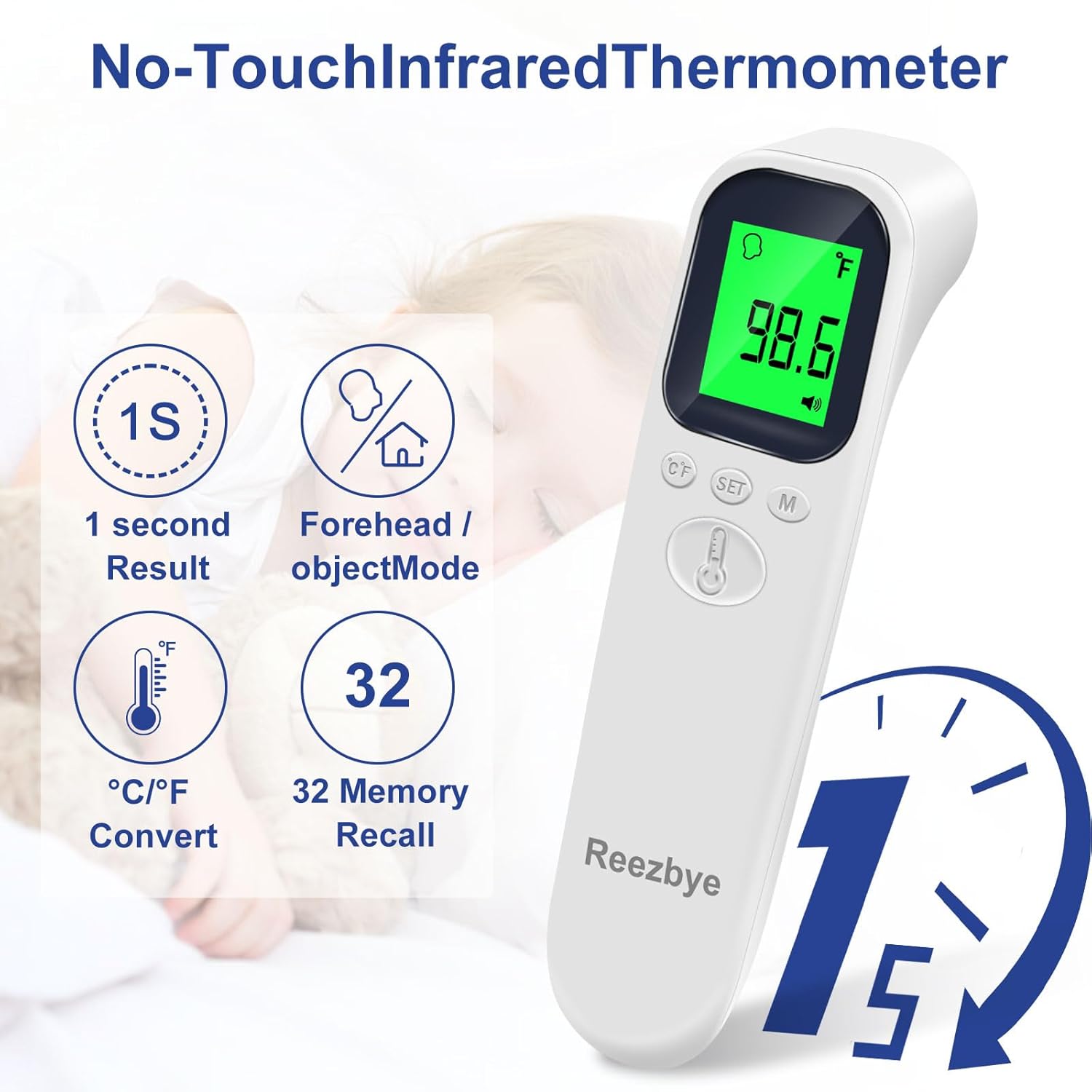 Alternative view of Contactless Thermometer - Digital Forehead Thermometer for Baby, Kids and Adults,3 Color Fever Alarm, 2 in 1 Forehead & Object Mode