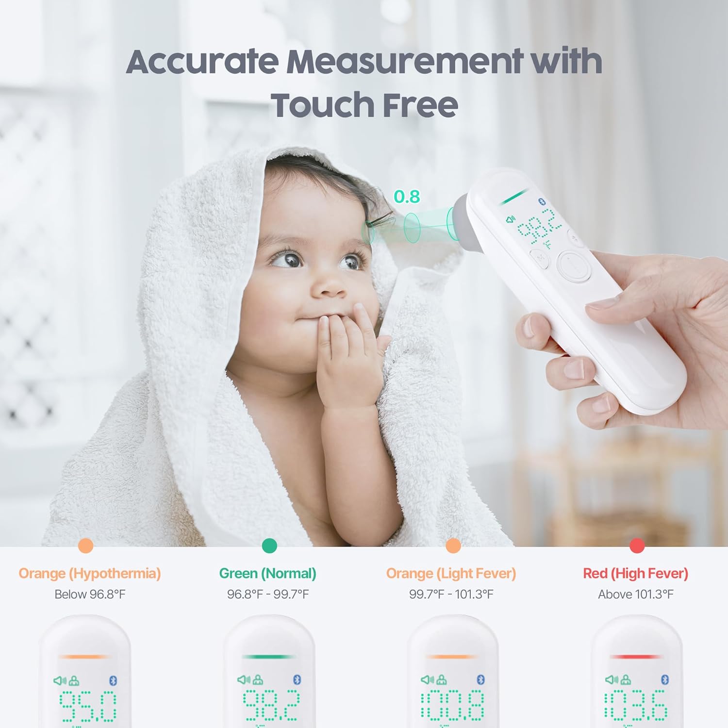 Alternative view of 3-in-1 No Touch Forehead Thermometer - Body & Room Temperature + Indoor Humidity Check | Baby Thermometer for Infants, Kids, Adults, Medical Grade, All-in-one Family Care Device