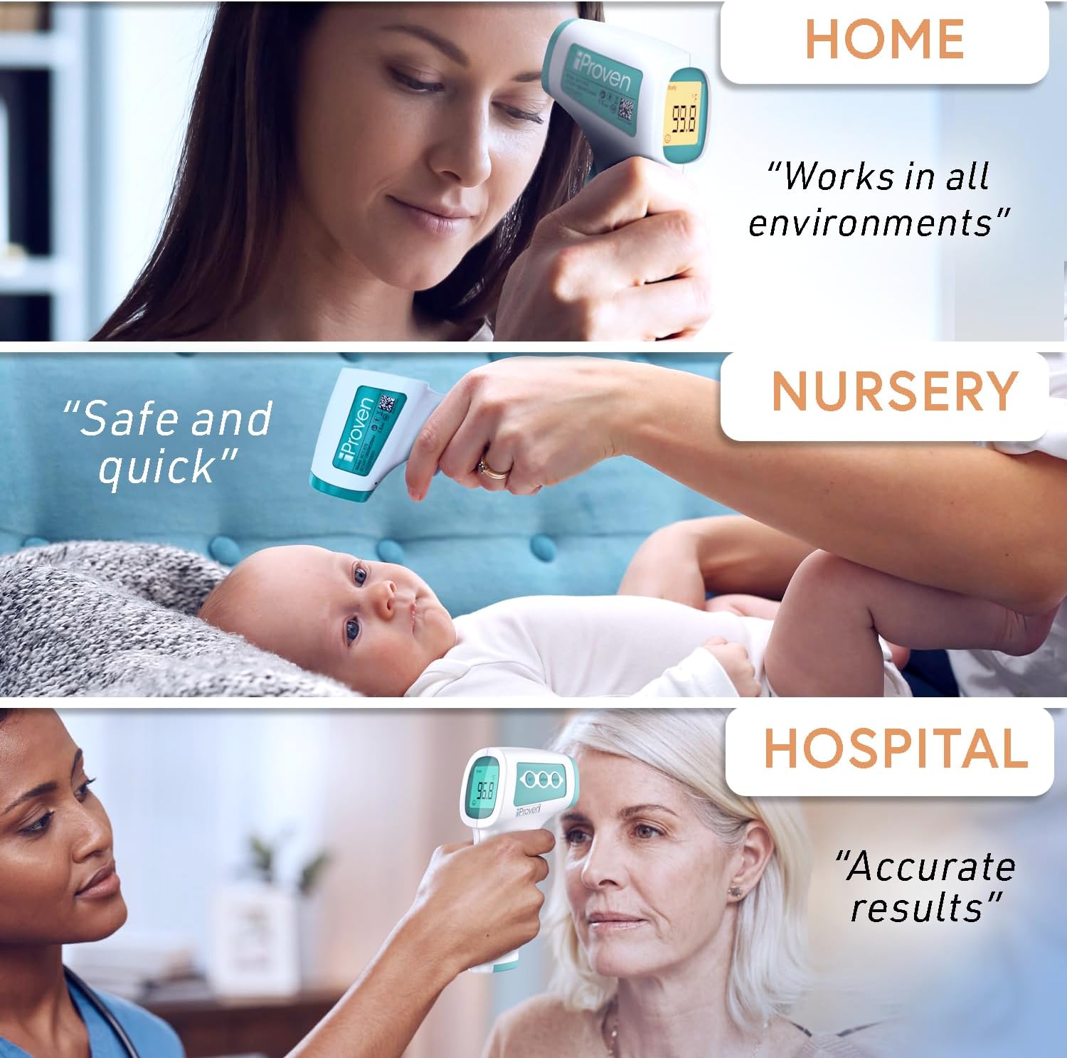 Alternative view of Infrared Forehead Thermometer for Adults and Infants, Touchless iProven Thermometer, 1sec Instant Accurate Readings, 3 in 1 Including Fever Alarm, Silent & Memory Mode