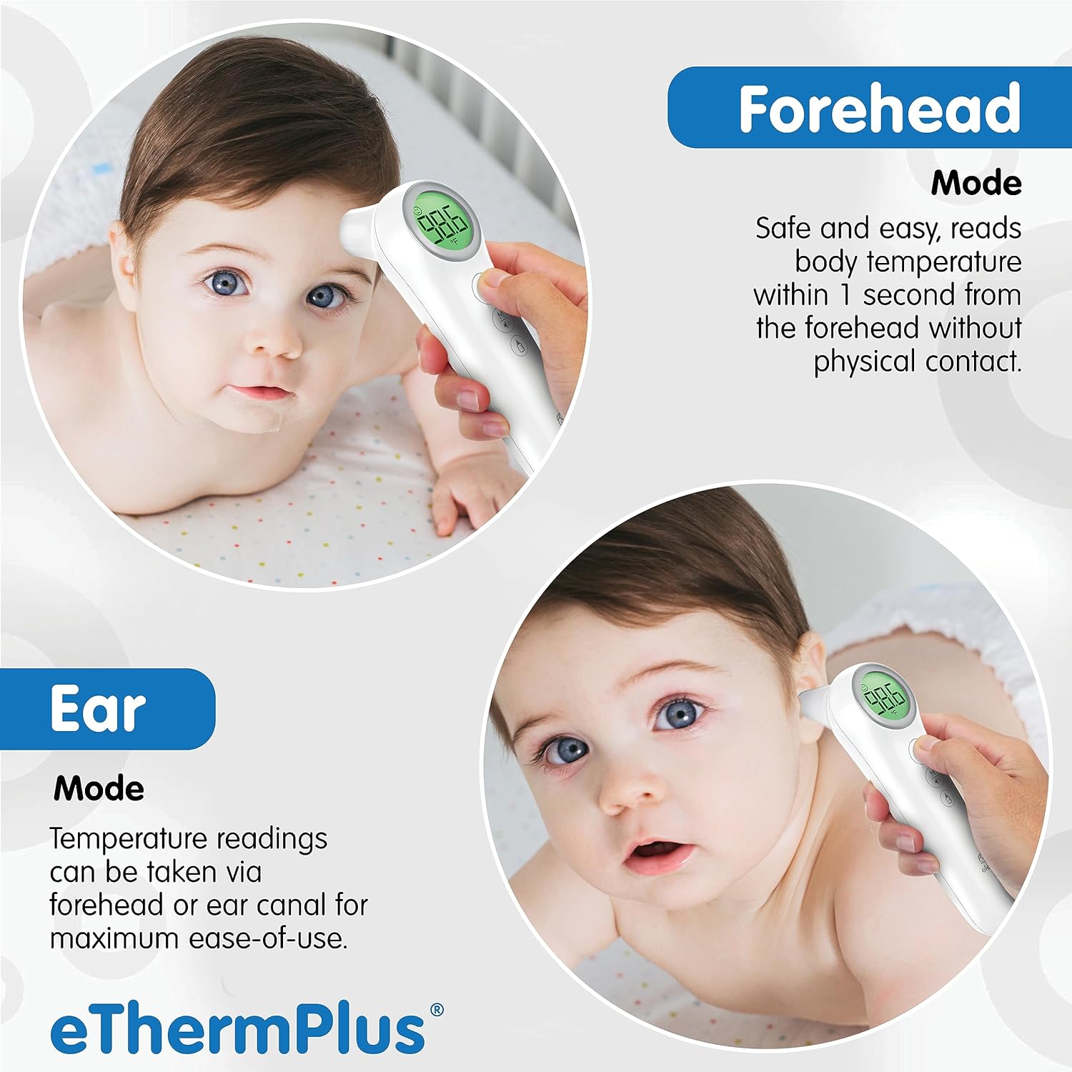 Elepho eTherm Plus Non-Contact Infrared Forehead Thermometer for All The Family; Babies to Adults u2013 Accurate & Fast Readings in 1 Second. Large LCD Displayu2026