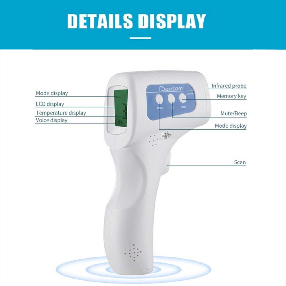 Alternative view of Forehead Thermometer for Adults Non-Contact Infrared Forehead Thermometer with Fever Alarm Function Medical Grade for Baby Children Kids Instant Fever Check Digital Display