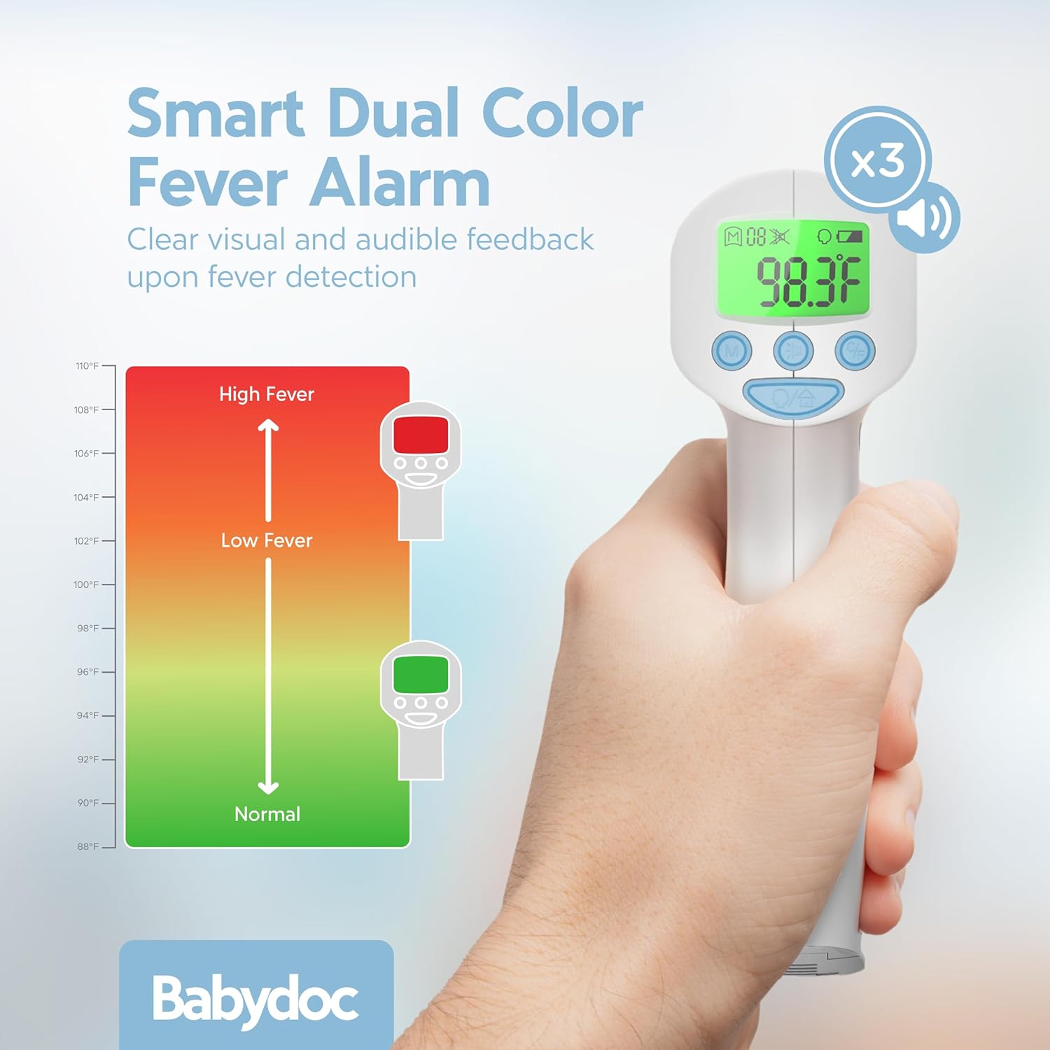 Babydoc Medical Grade FSA-HSA Eligible Baby Thermometer for Kids, AccuTemp German Sensor, 3-in-1 Safe Non-Contact Infrared Forehead Thermometer, Object Mode for Milk or Bathwater, Infants, Children - Image 4