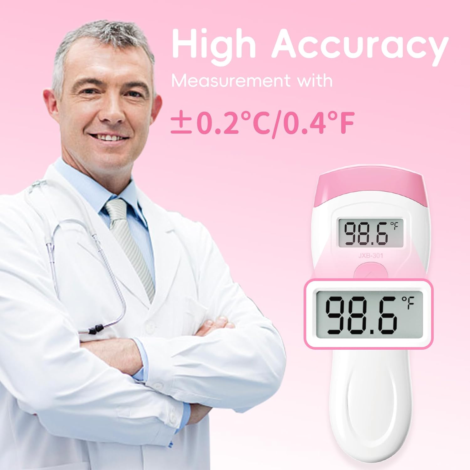 Alternative view of Non-Touch Forehead Thermometer, Digital 2-in-1 Infrared Thermometer for Adults, Kids, and Babies with Fever Alarm, Instant Reading, Medical-Grade Accuracy