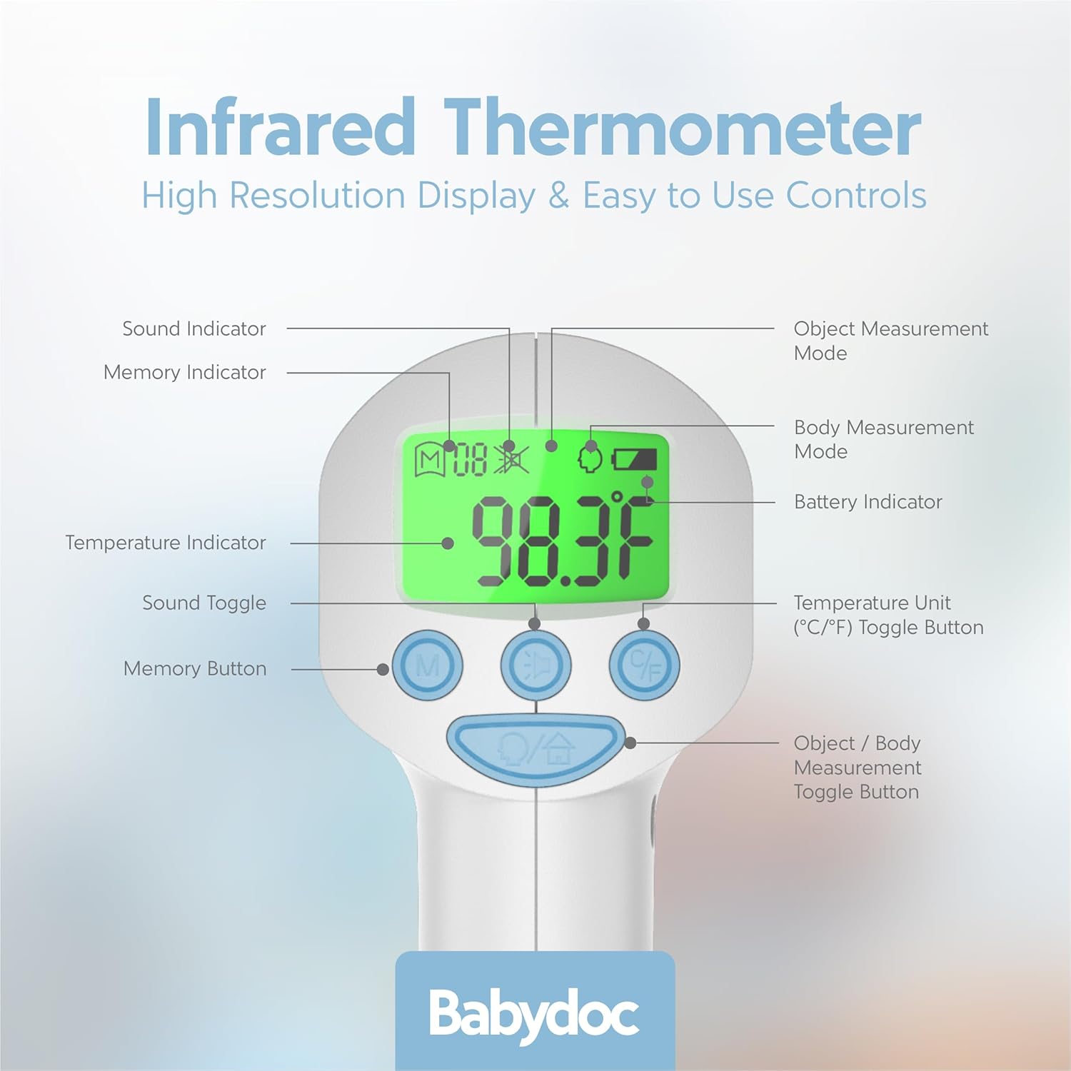 Babydoc Medical Grade FSA-HSA Eligible Baby Thermometer for Kids, AccuTemp German Sensor, 3-in-1 Safe Non-Contact Infrared Forehead Thermometer, Object Mode for Milk or Bathwater, Infants, Children - Image 6