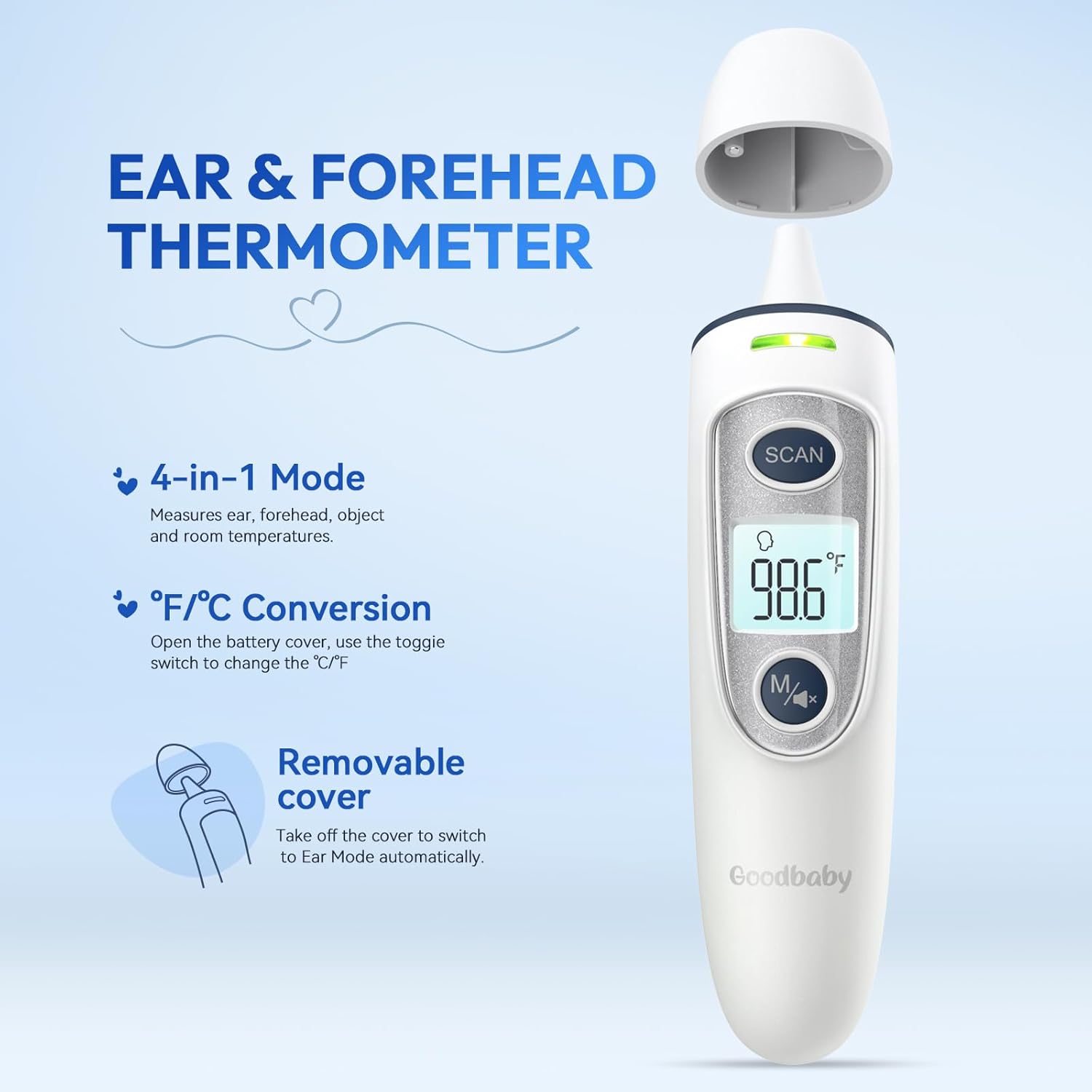 Alternative view of Ear Thermometer for Adults and Kids, Digital Accurate Ear and Forehead Thermometer with Fever Alarm, 1 Second Fast Result, Easy to use, 2 in 1 Mode