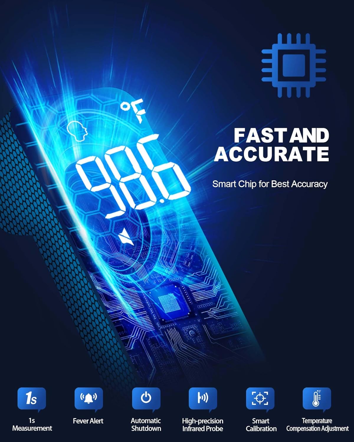 No-Touch Forehead Thermometer for Adults, Infrared Digital Baby Thermometer for Kids, Accurate Reading with Large Display, Mute Mode, Memory Recall, Fever Alarm - Image 3