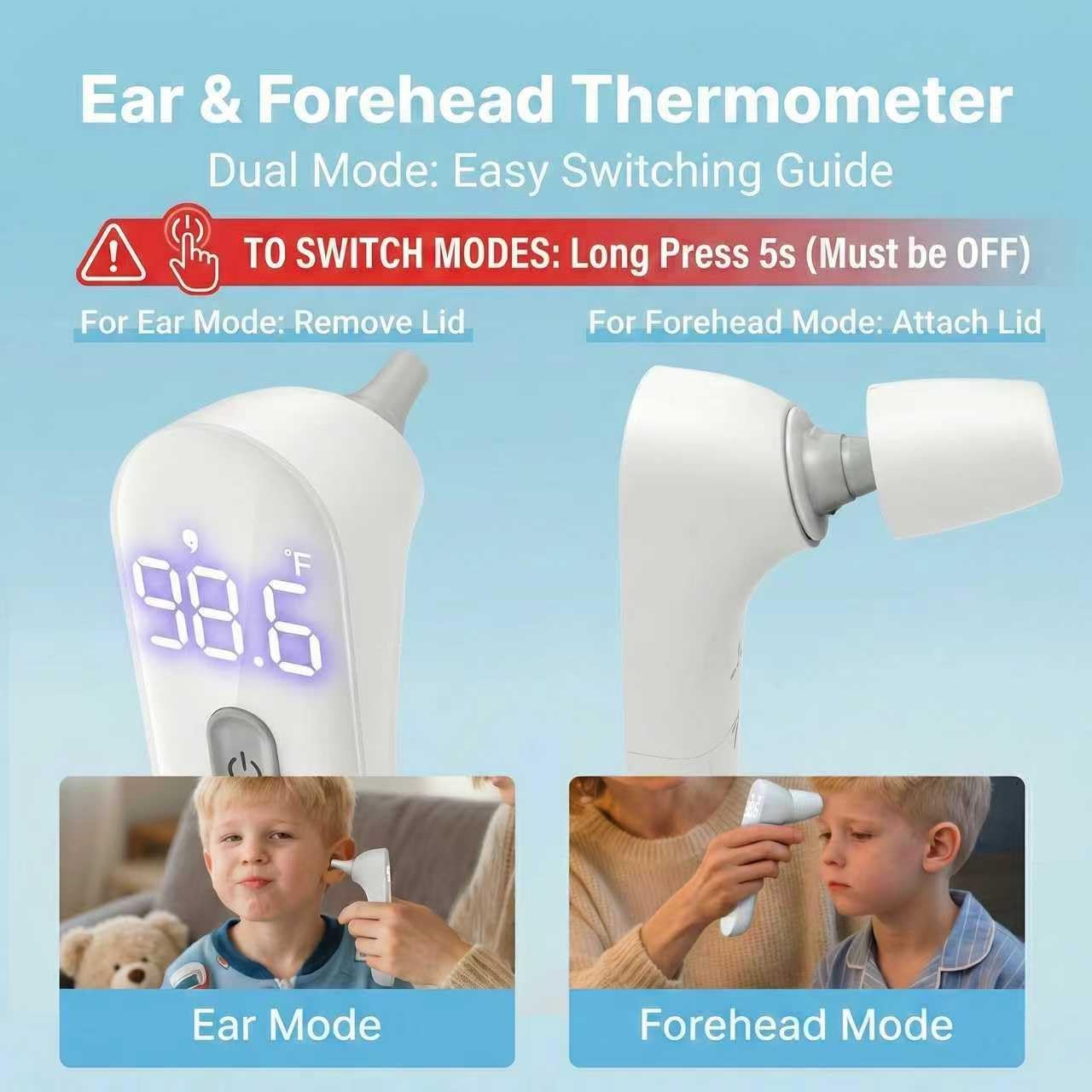 Alternative view of Ear Thermometer for Adults and Kids, FSA Eligible Digital Accurate Ear and Forehead Thermometer Medical Grade with Fever Alarm, 1 Second Fast Reading LED Clear Display Silent Mode