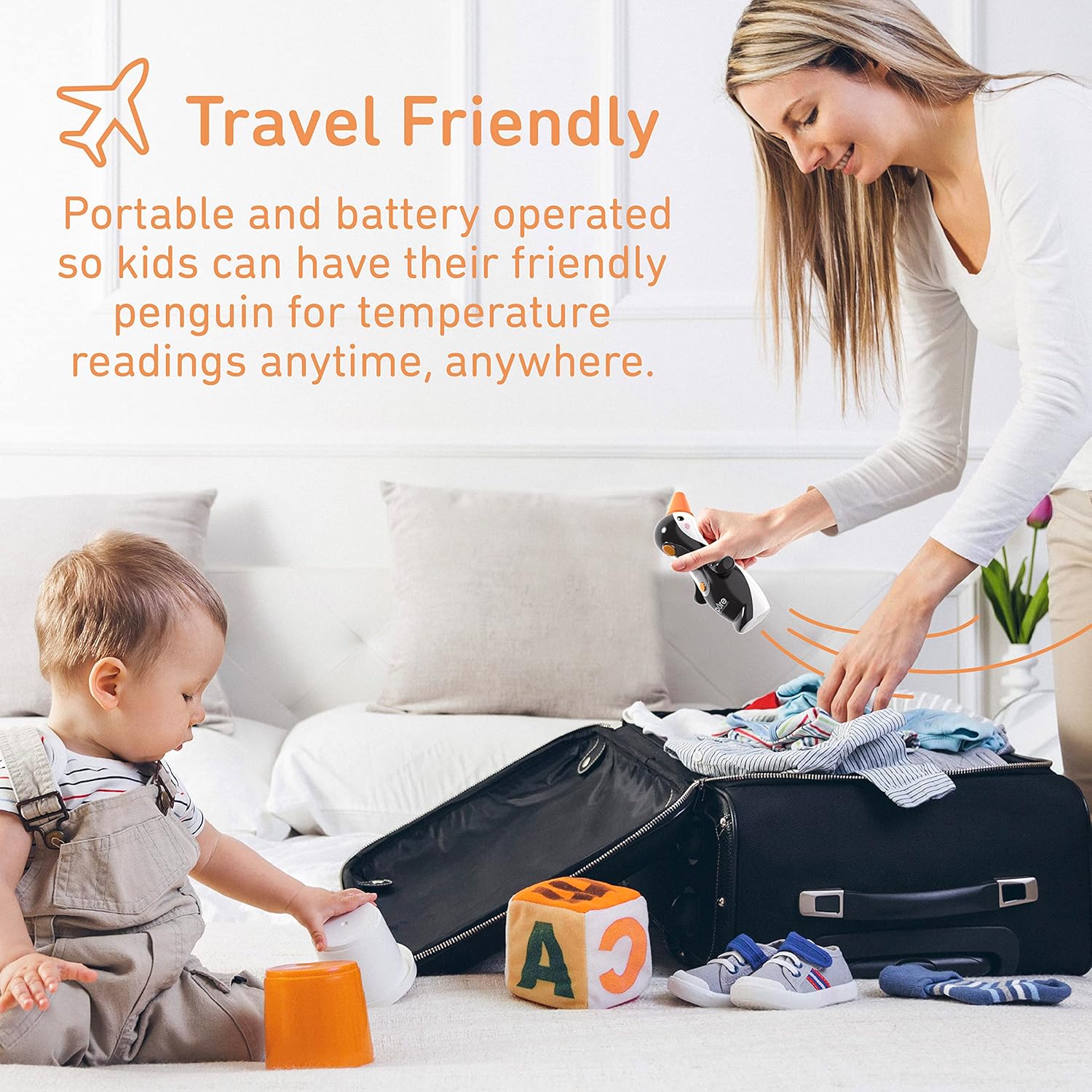 Alternative view of Pure Enrichment® PureBaby® Penguin Ear Thermometer - InstaRead™ Technology, LCD Backlit Display, 10 Memory Settings, Dual Scale Readings, Fever Alert, & Cover - Ideal for All Ages, Babies and Children