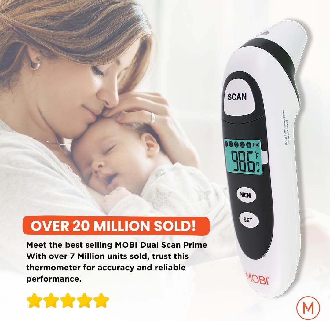 Alternative view of Mobi Dualscan Prime Ear & Forehead Thermometer with Food & Bottle Readings, Ear Thermometer, Forehead Thermometer, Fever Thermometer, Object Thermometer, Baby Food Thermometer, Hsa Eligible/Approved