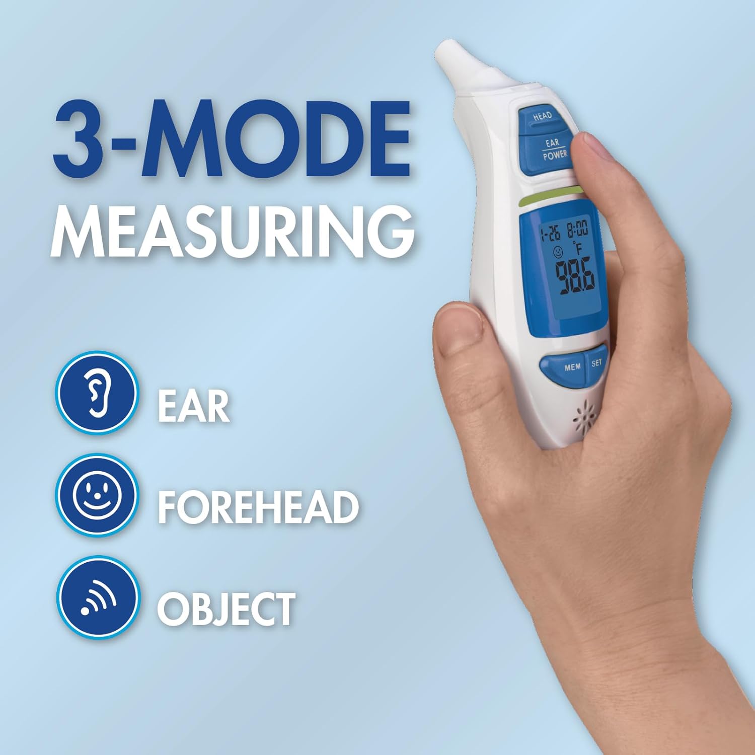 Alternative view of Infrared Thermometer | Ear & Forehead Measurements | for Children & Adults | 3-Color Fever Alert | Instant Accurate Reading | Body, Object, Room | Fahrenheit/Celsius Measurement