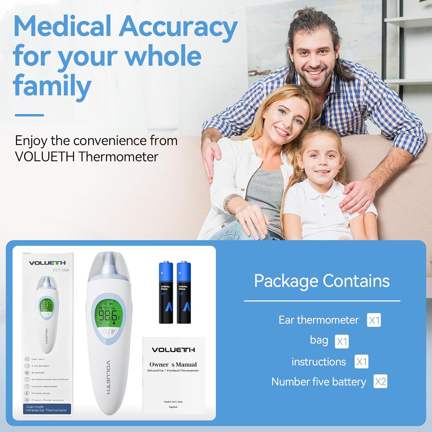 3-in-1 Baby Thermometer for Ear, Forehead & Touchless, HSA&FSA Eligible Items, Digital Thermometer for Infants, Kids & Adults, 30 Memories, 1s Result and Fever Alarm - Image 6