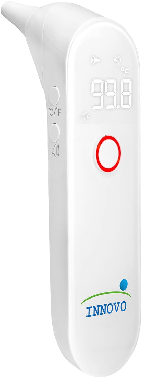 Innovo iE100B Reusable Infrared Digital Ear Thermometer, Professional Series, with Fever Alert Detection and 20x Disposable Probes