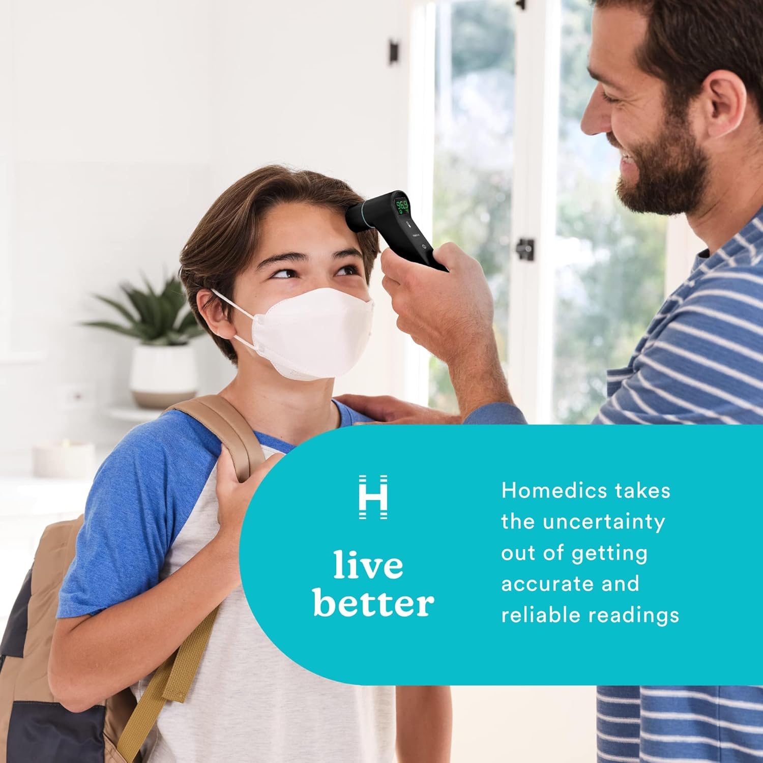 Homedics Dual-Use Ear and Forehead Thermometer, in-Ear and No-Touch Infrared Technology, Instant Results in 1 Second, Color-Coded Readings, Reliable and Accurate, Body and Object Temperature