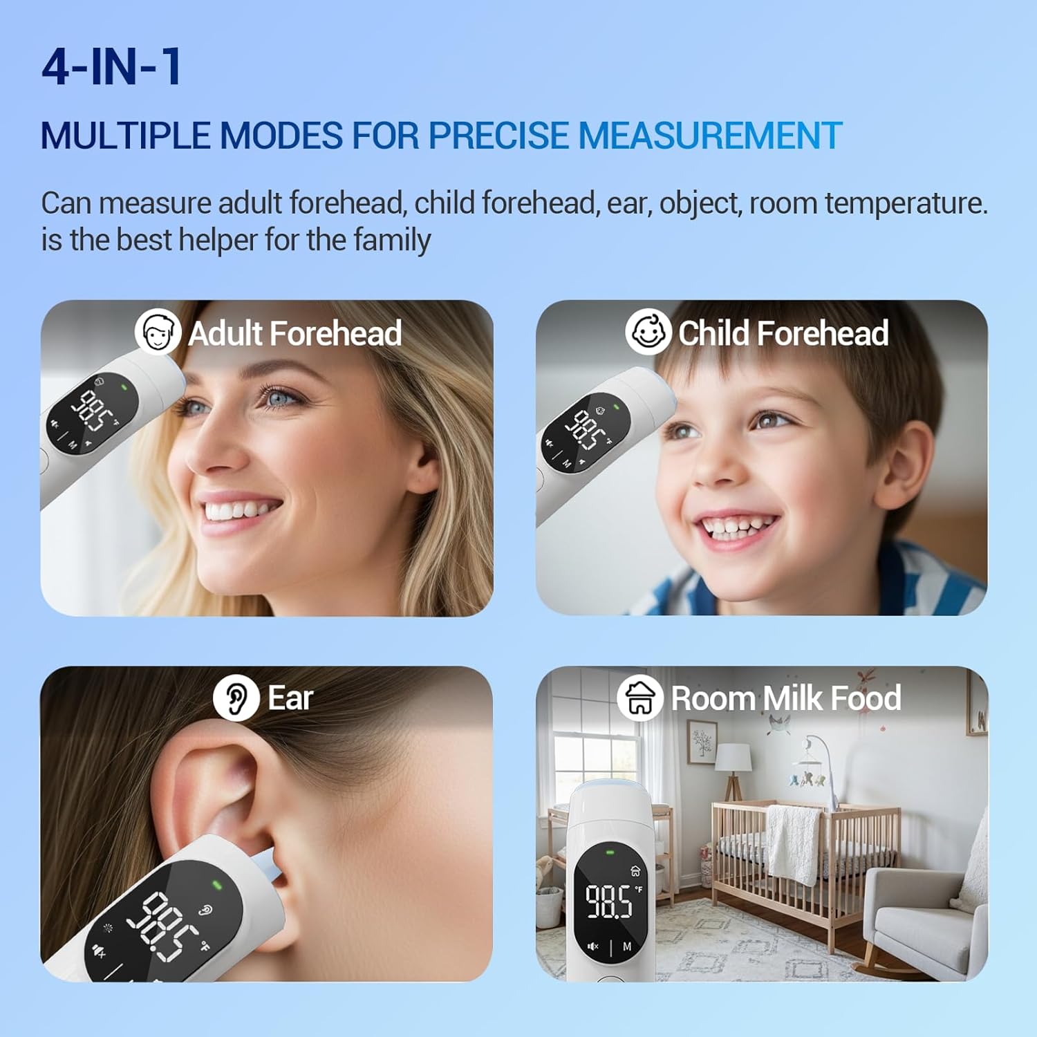 Alternative view of Thermometer for Adult and Kid, Ear and Forehead Thermometer - Fever Alarm, 1 S Reading, Mute Function, ℉/℃ Switchable, 40 Readings Memory, Magnetic Cover, LED Probe Light, HD LED Screen