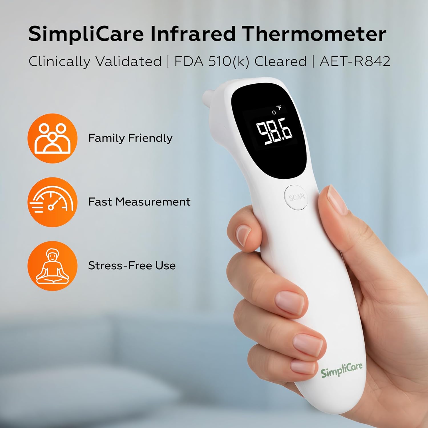 AET-R842 FDA 510(k) Cleared Medical Grade Infrared Thermometer | Dual-Mode Ear Canal (Tympanic) & Forehead Fever Thermometer for Babies, Infants, Toddlers, Kids & Adults