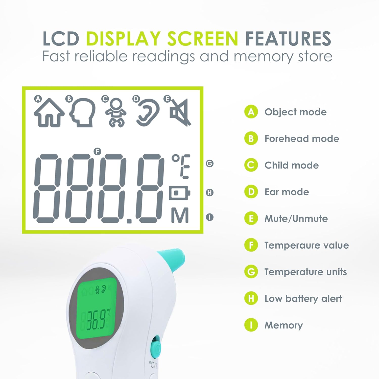 Alternative view of bblüv - Orä - Non-Contact Digital Infrared Thermometer, Ear Thermometer - 5 in 1 in LED Display, for Babies, Children, and Adults Tracking Fever Indicator – Fast 1 Second Temperature