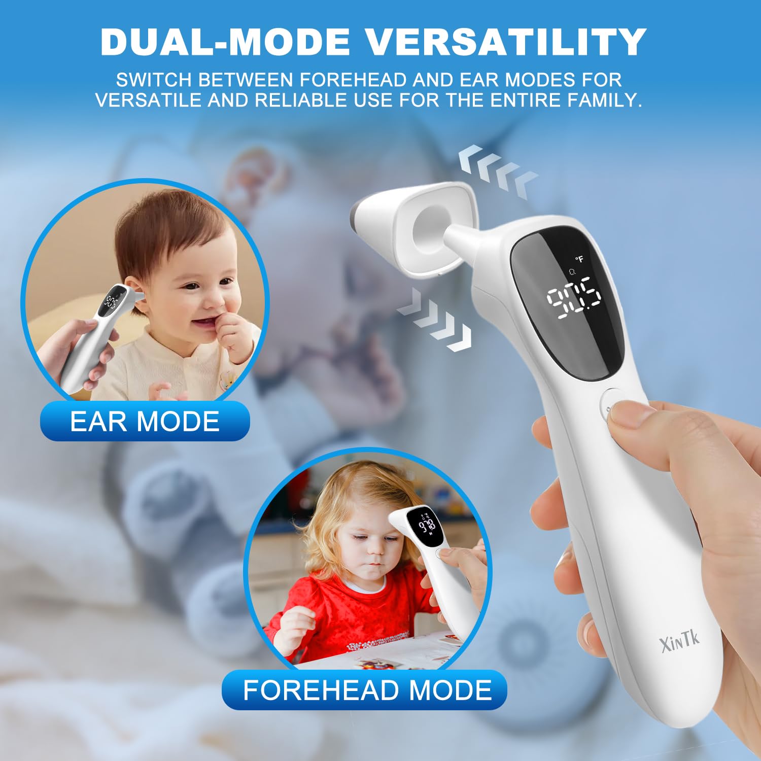 Alternative view of Ear Thermometer for Adults and Kids, Infrared Digital Thermometer - with Fever Alarm and Auxiliary Light, 1 Second Reading, No-Touch Forehead Ear 2 in 1 Mode,Easy to use