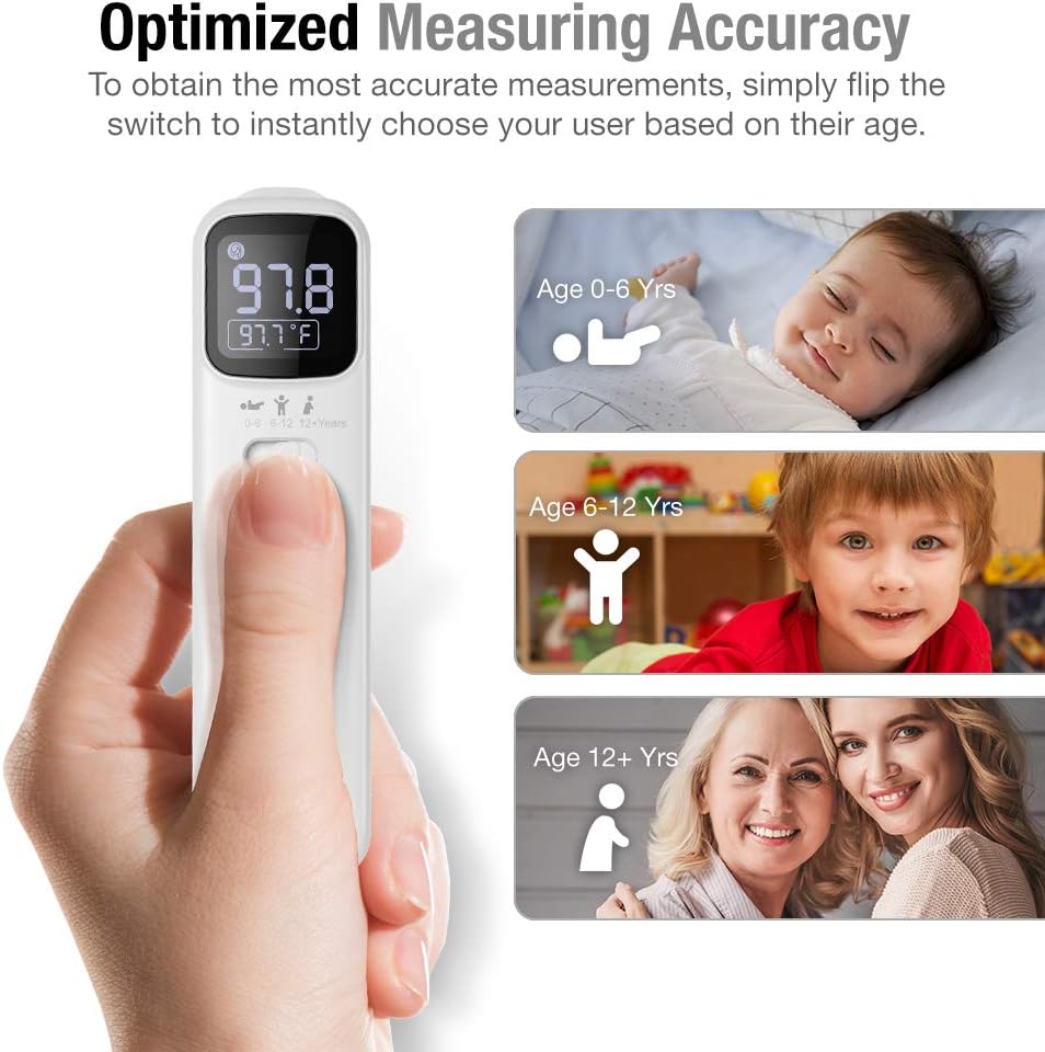 Alternative view of Infrared Thermometer Ear and Forehead Digital Thermometer for Kids and Adult, 3-in-1 Touchless Smart IF Technology Ideal for Home, Family with Fast Detection and Accurate Reading