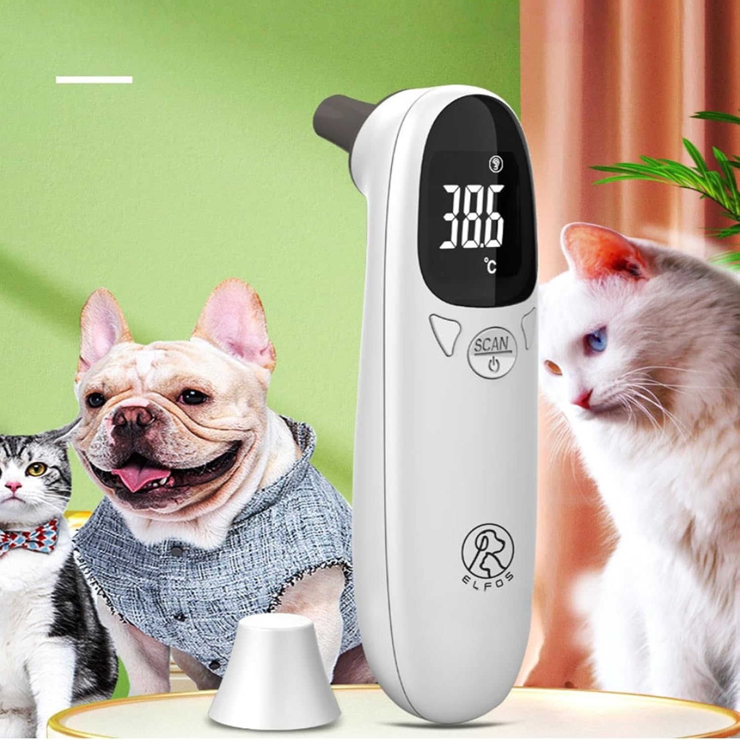ZHORCIN Pet Ear Thermometer for Dogs, Cats, and Livestock, Digital Ear Thermometers, Rechargeable, 1 Second Measurement, Noncontact, Veterinary Supplies