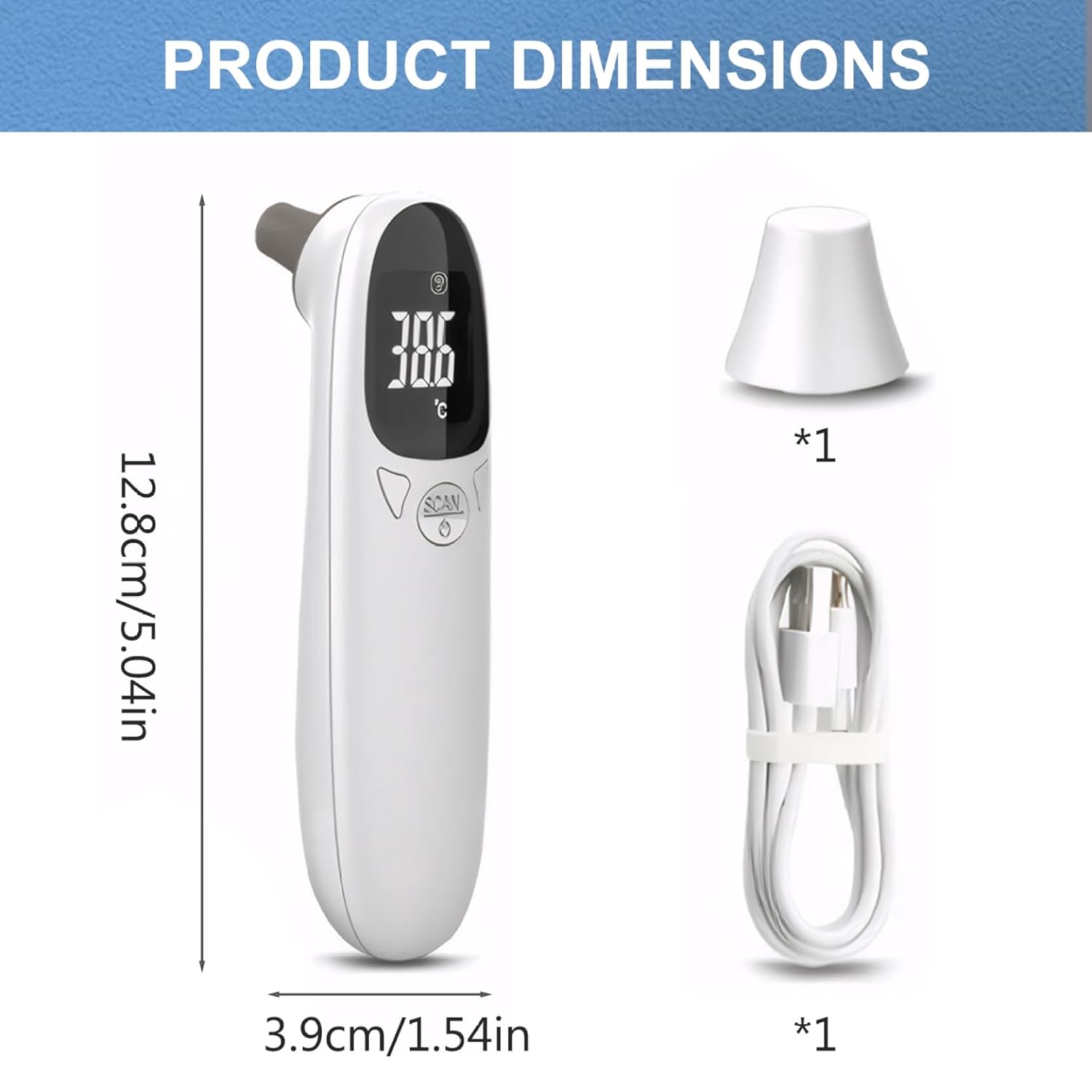 Ear Thermometer for Pet, Accurate 32-42.9℃ Ear Temperature Thermometer, Digital USB Rechargeable 5x1.5 for Dog, Cat, Pig, Sheep